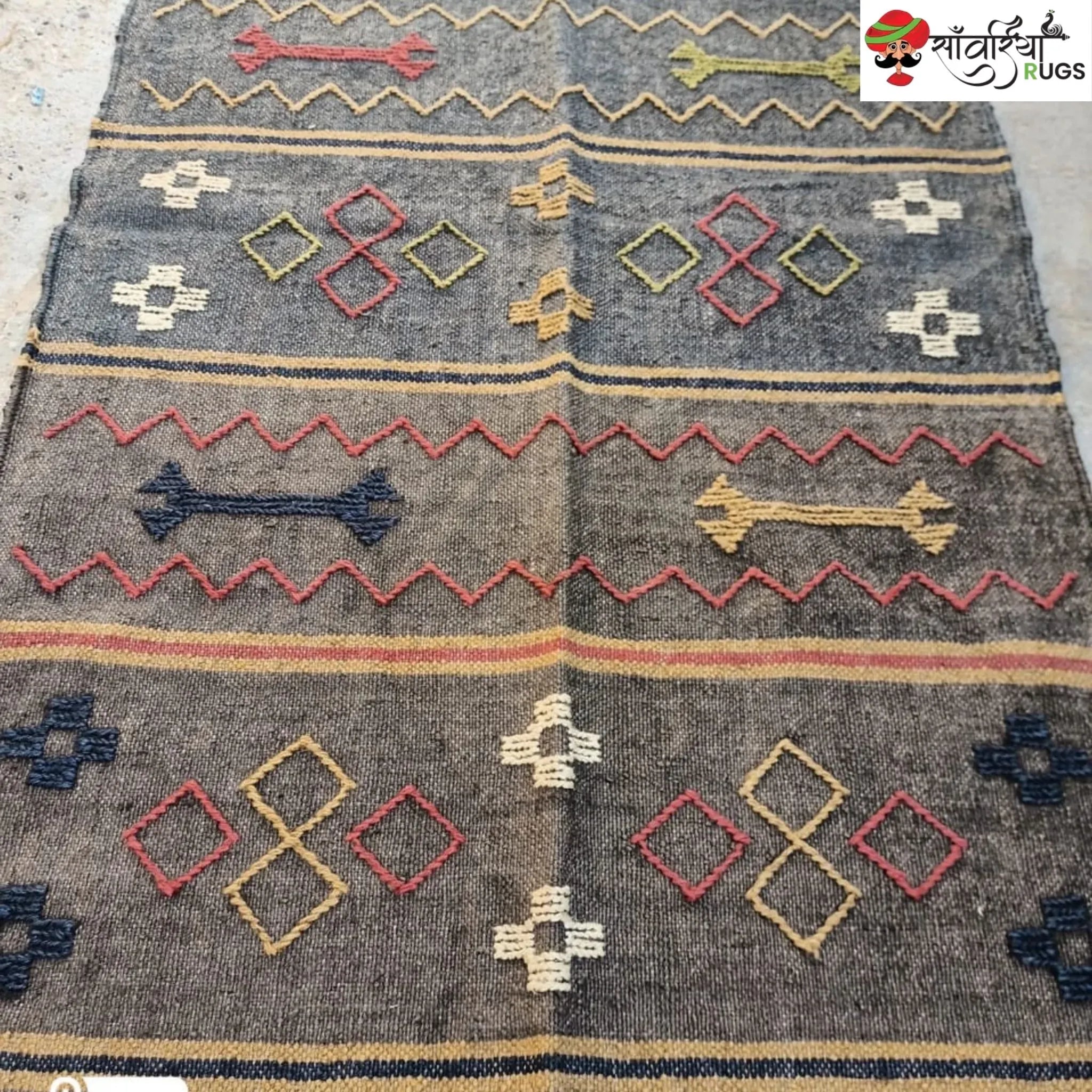 Handwoven Wool Jute Kilim Dhurrie Rug – Sanwariya Rugs