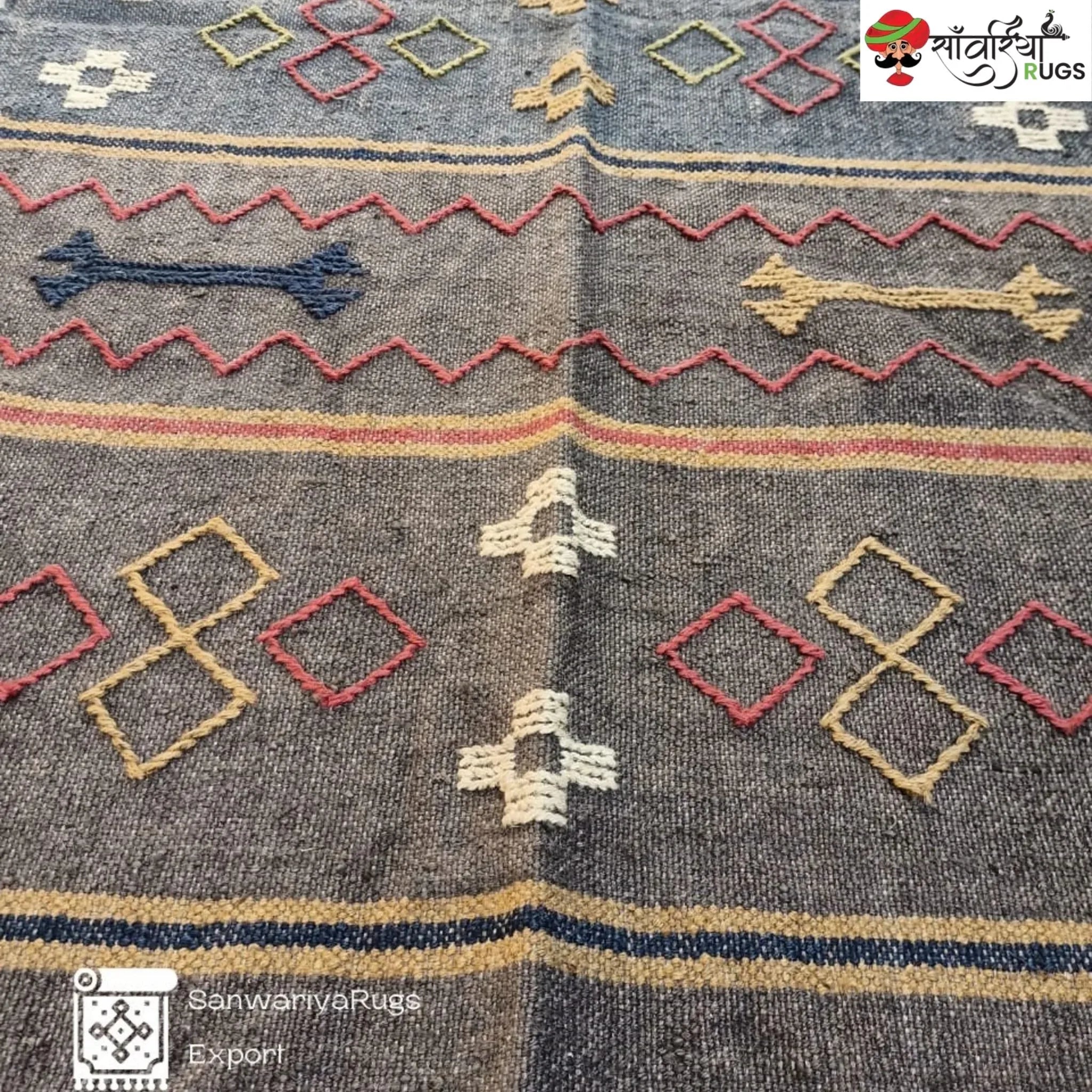Handwoven Wool Jute Kilim Dhurrie Rug – Sanwariya Rugs