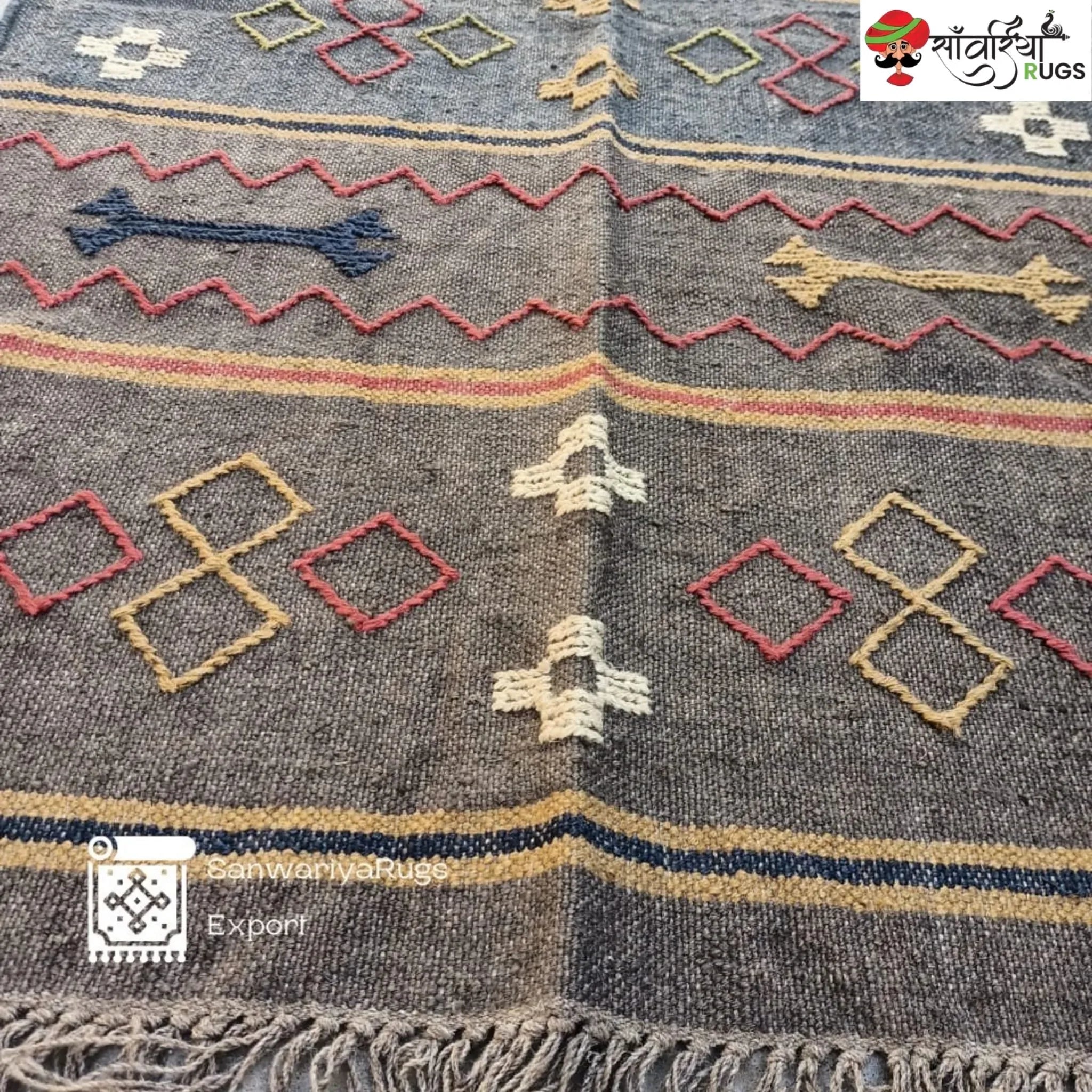 Handwoven Wool Jute Kilim Dhurrie Rug – Sanwariya Rugs