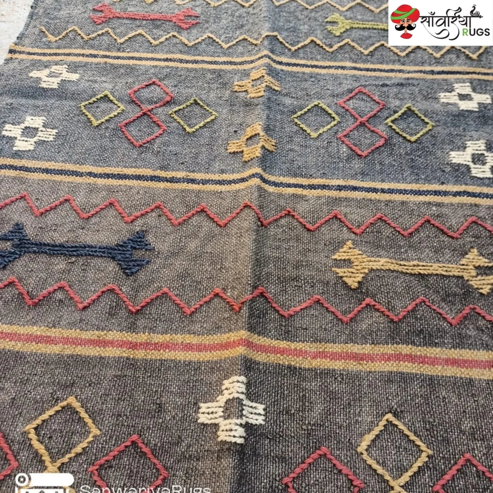 Handwoven Wool Jute Kilim Dhurrie Rug – Sanwariya Rugs
