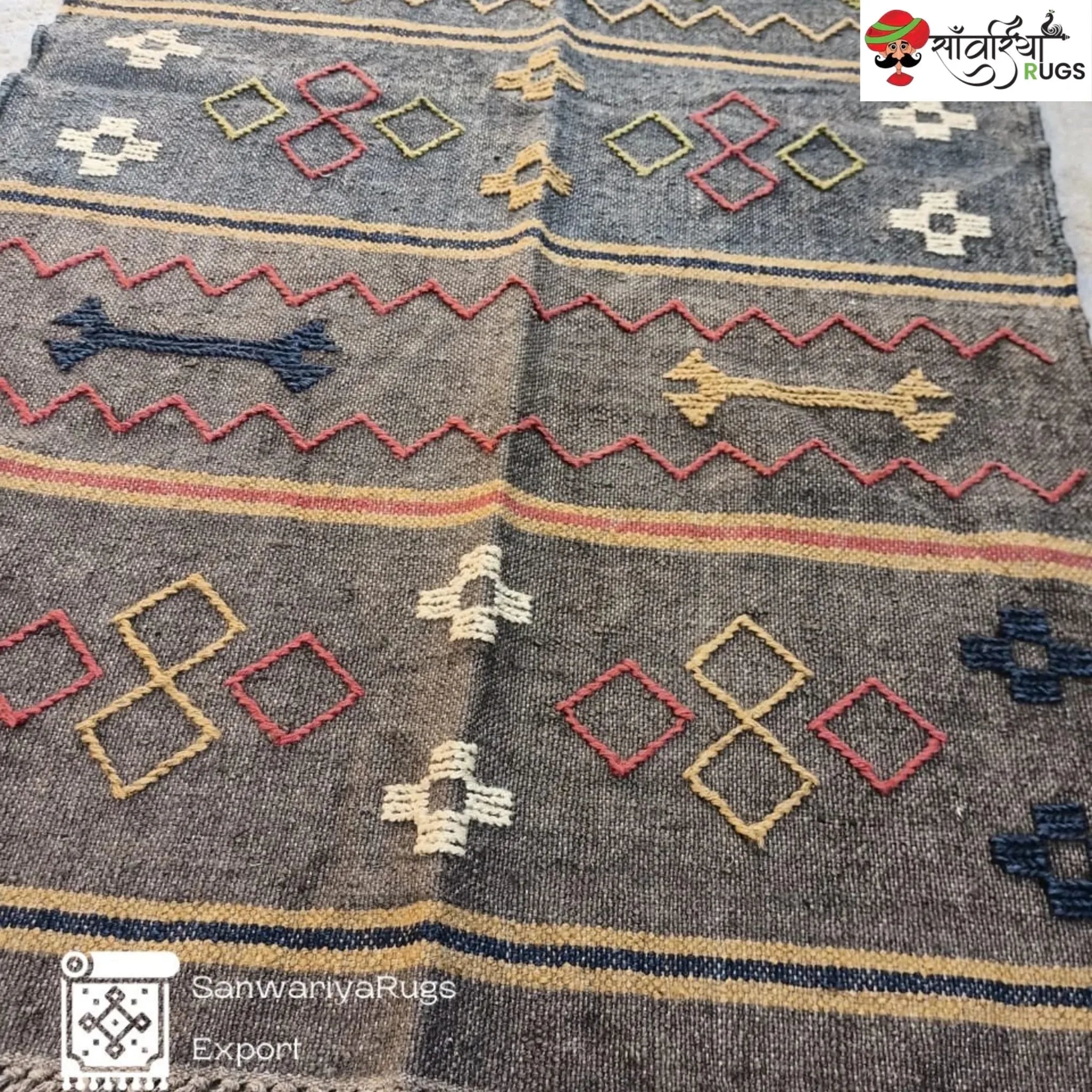 Handwoven Wool Jute Kilim Dhurrie Rug – Sanwariya Rugs