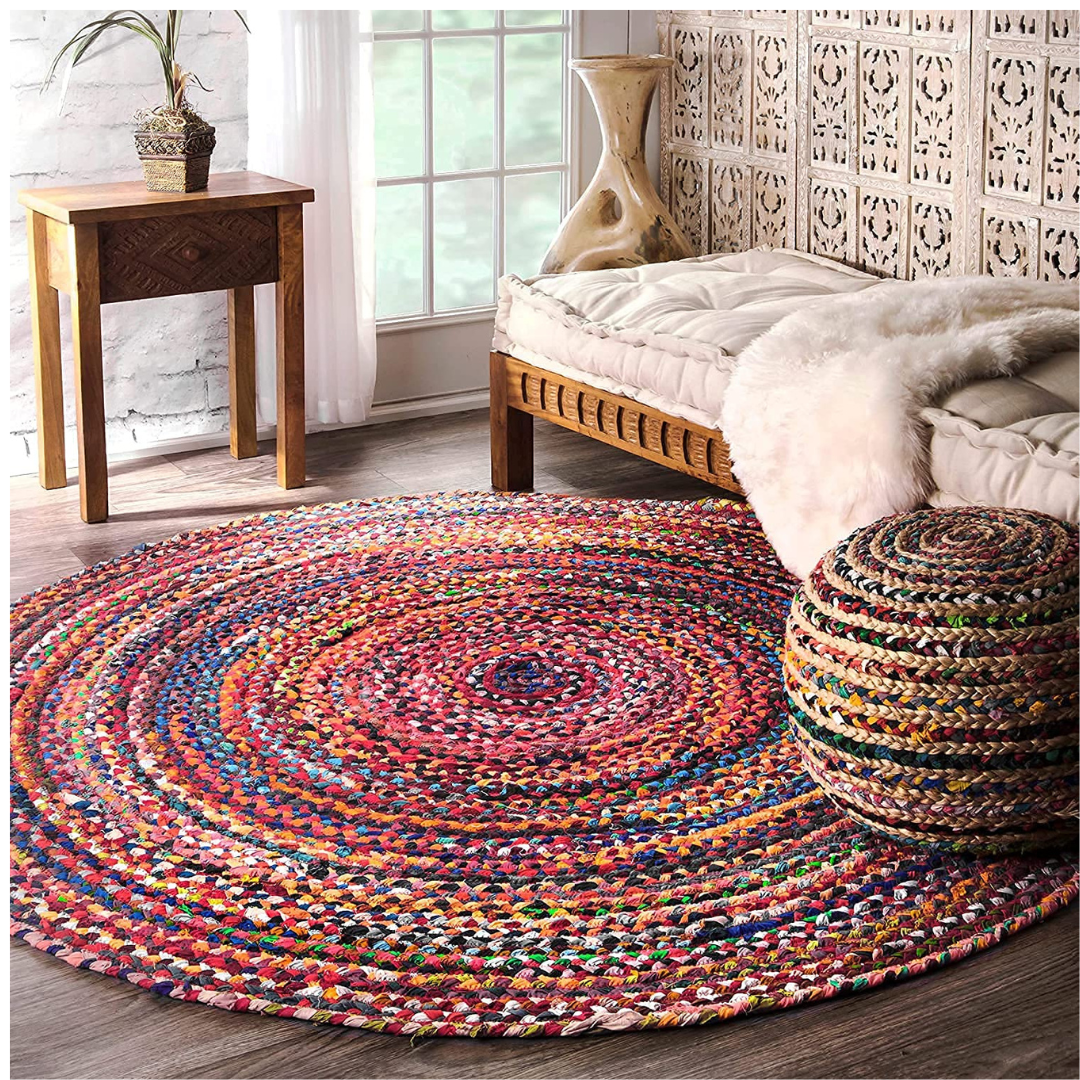 chindi Round Rug, Braided Jute Rug, Bohemian Rug, Custom Size Rug, Boho Decor Rug, Round Jute Rug, Eco Friendly Rug, Large Rug