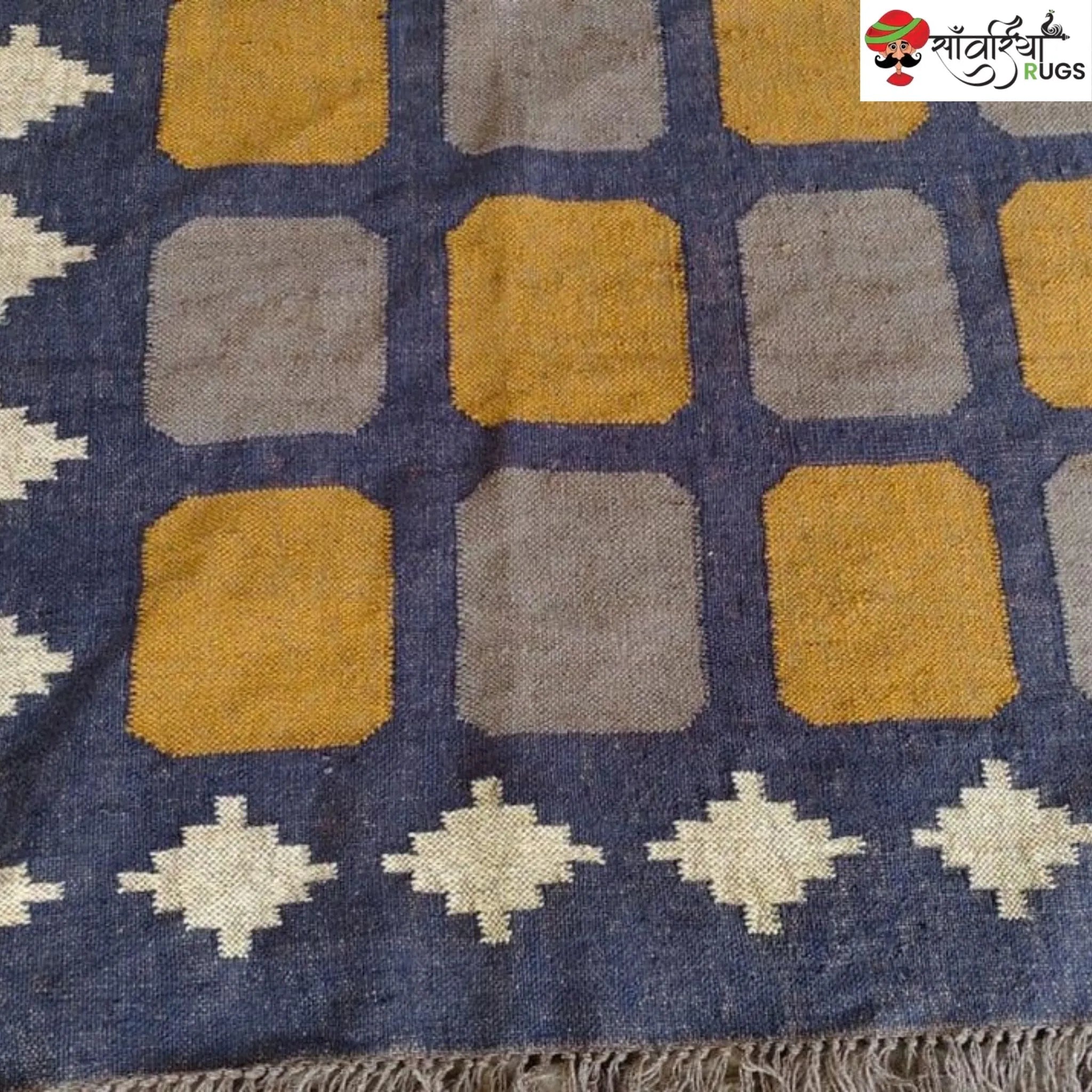 Handwoven Geometric Block Rug – Sanwariya Rugs