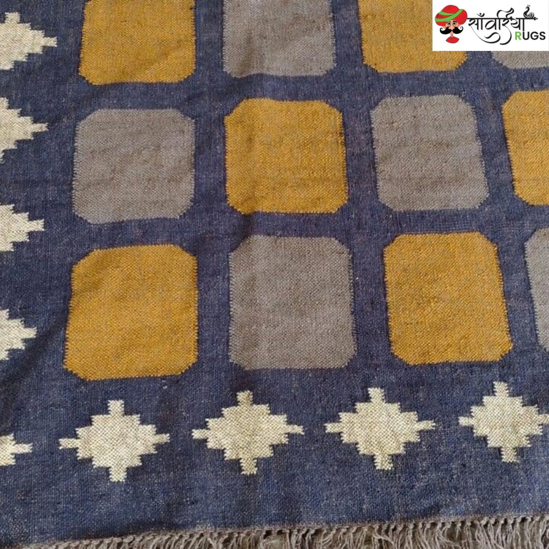 Handwoven Geometric Block Rug – Sanwariya Rugs