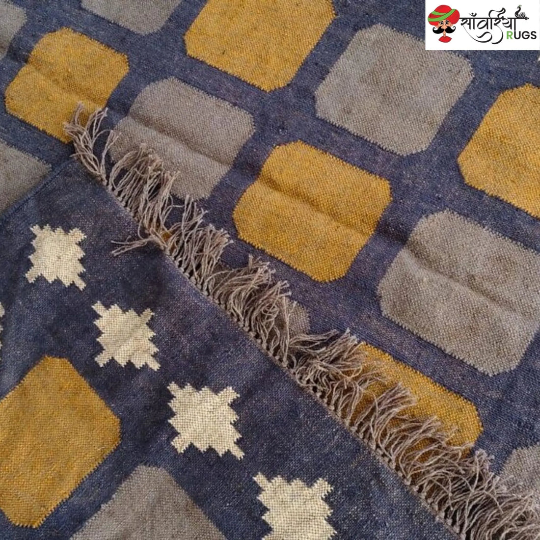Handwoven Geometric Block Rug – Sanwariya Rugs