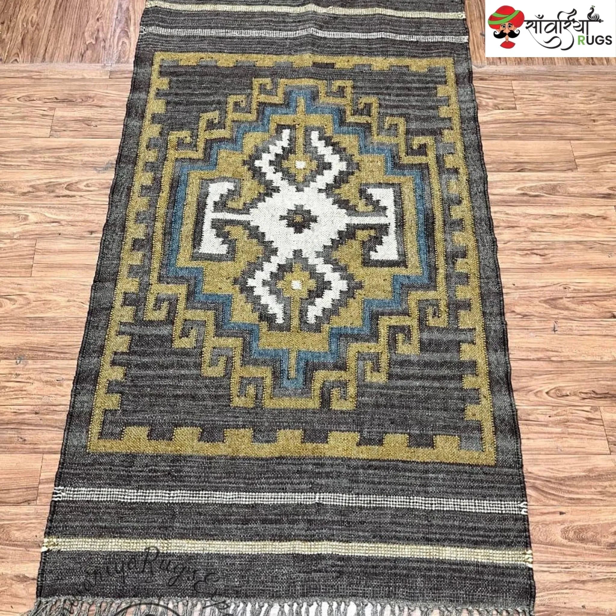 Sanwariya Rugs Handwoven Wool Jute Kilim Rug