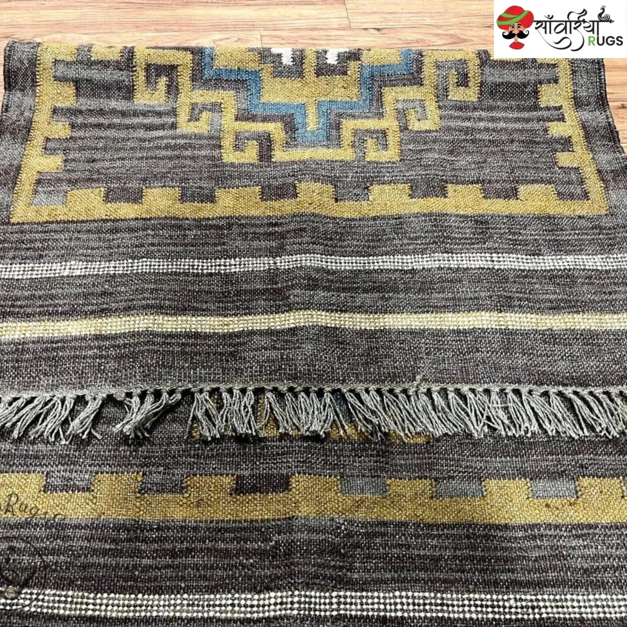 Sanwariya Rugs Handwoven Wool Jute Kilim Rug