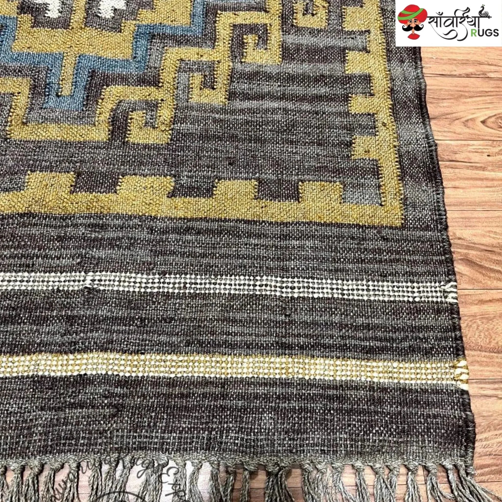 Sanwariya Rugs Handwoven Wool Jute Kilim Rug
