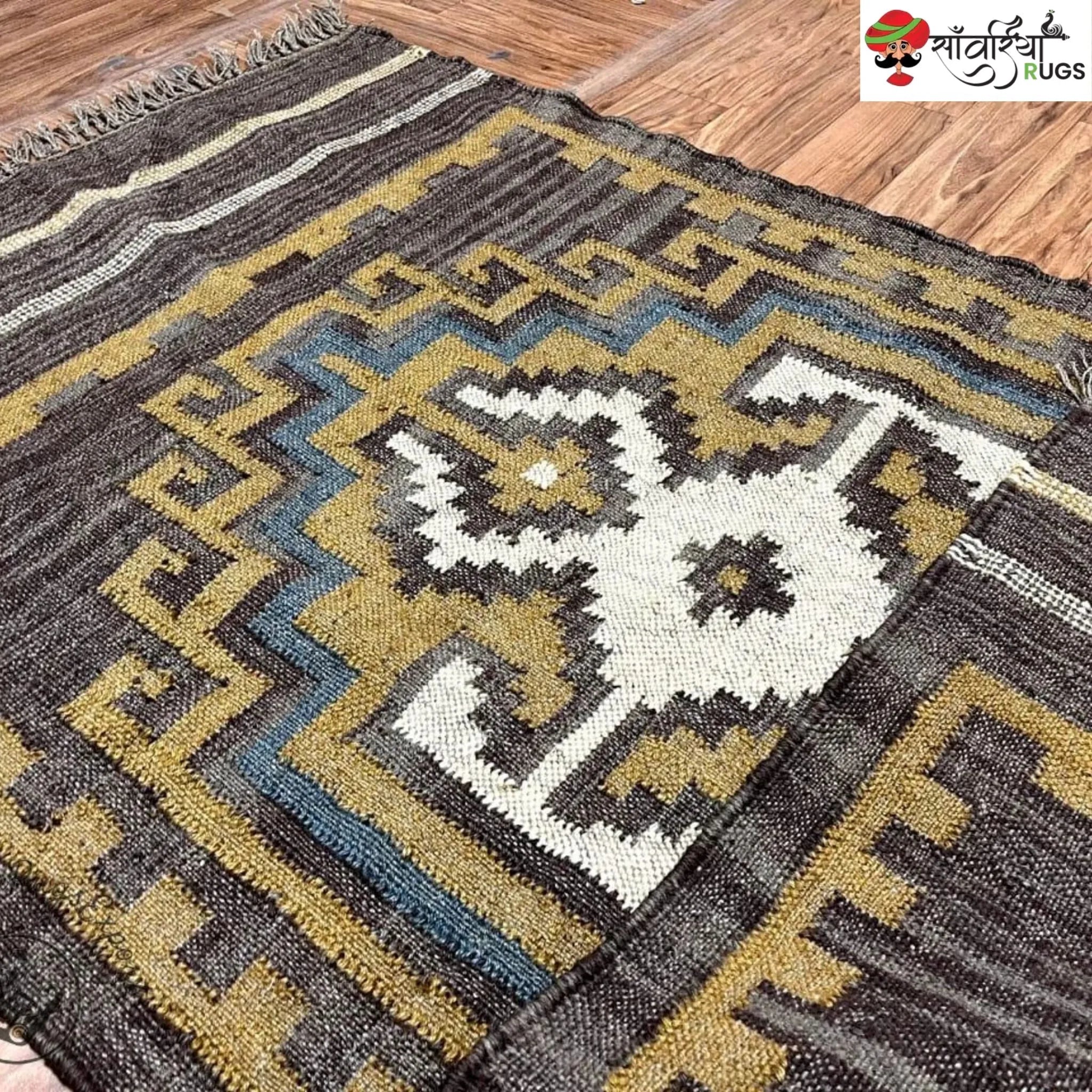 Sanwariya Rugs Handwoven Wool Jute Kilim Rug