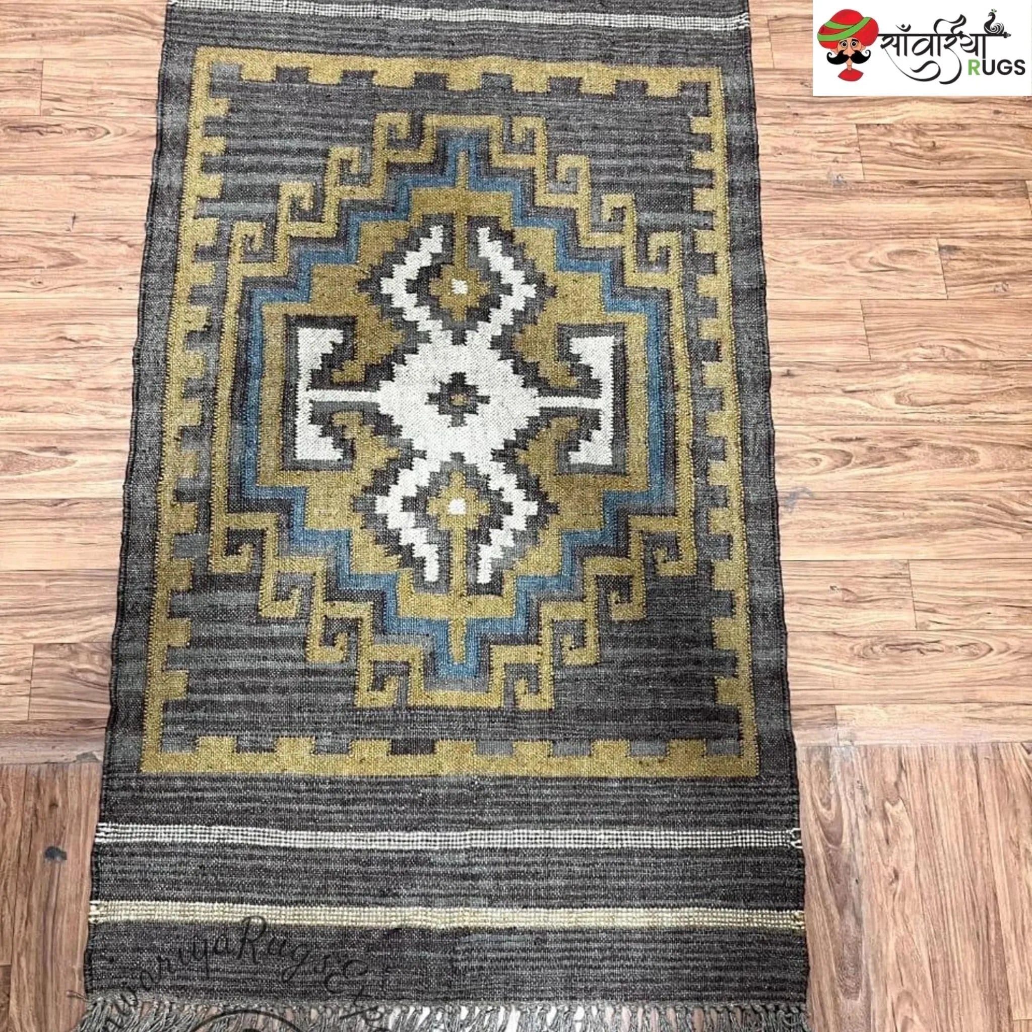 Sanwariya Rugs Handwoven Wool Jute Kilim Rug