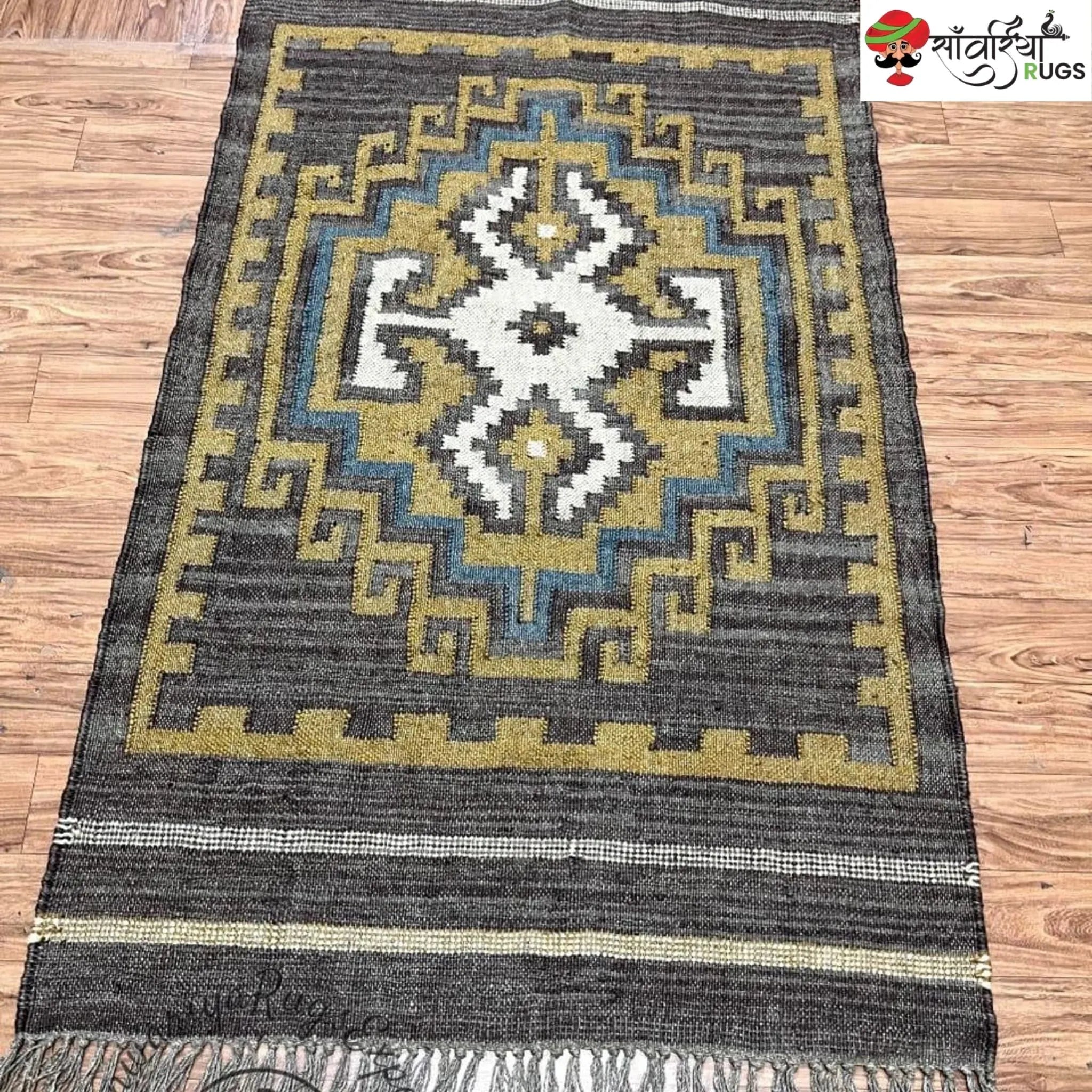 Sanwariya Rugs Handwoven Wool Jute Kilim Rug