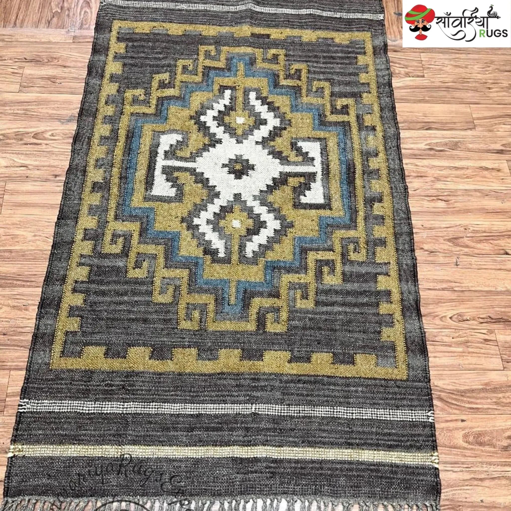 Sanwariya Rugs Handwoven Wool Jute Kilim Rug
