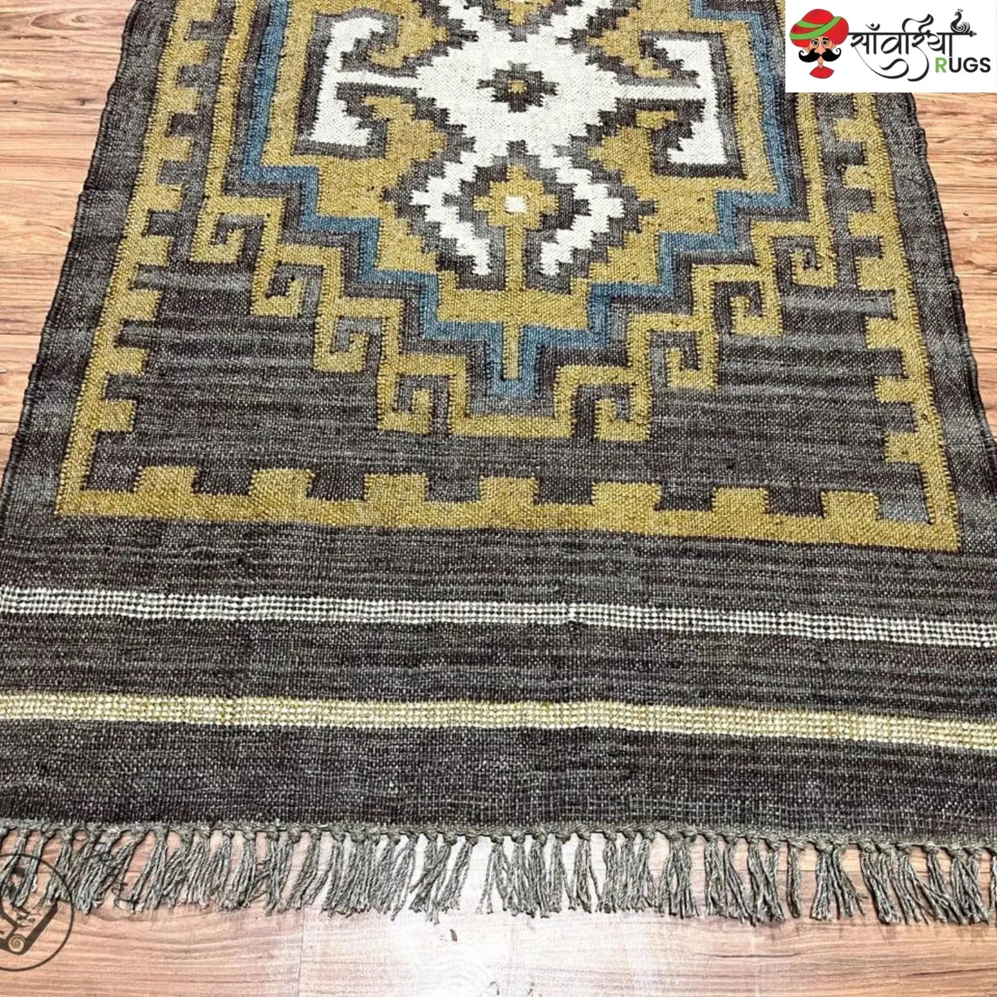 Sanwariya Rugs Handwoven Wool Jute Kilim Rug