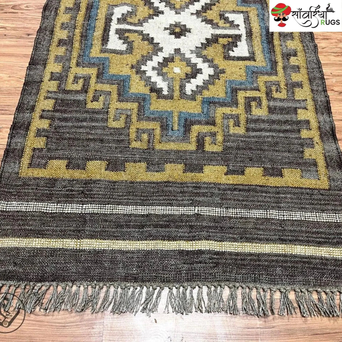 Sanwariya Rugs Handwoven Wool Jute Kilim Rug