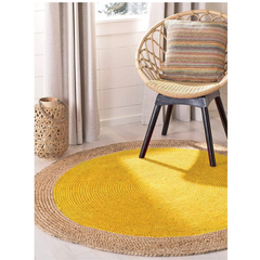 Natural border Yellow jute Round Rug, Braided Jute Rug, Bohemian Rug, Custom Size Rug, Boho Decor Rug, Round Jute Rug, Eco Friendly Rug, Large Rug