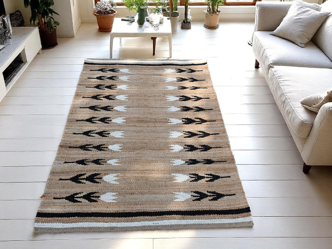 Handmade Hemp & Jute Flower Pattern Rug | Eco-Friendly Braided Area & Runner Rug