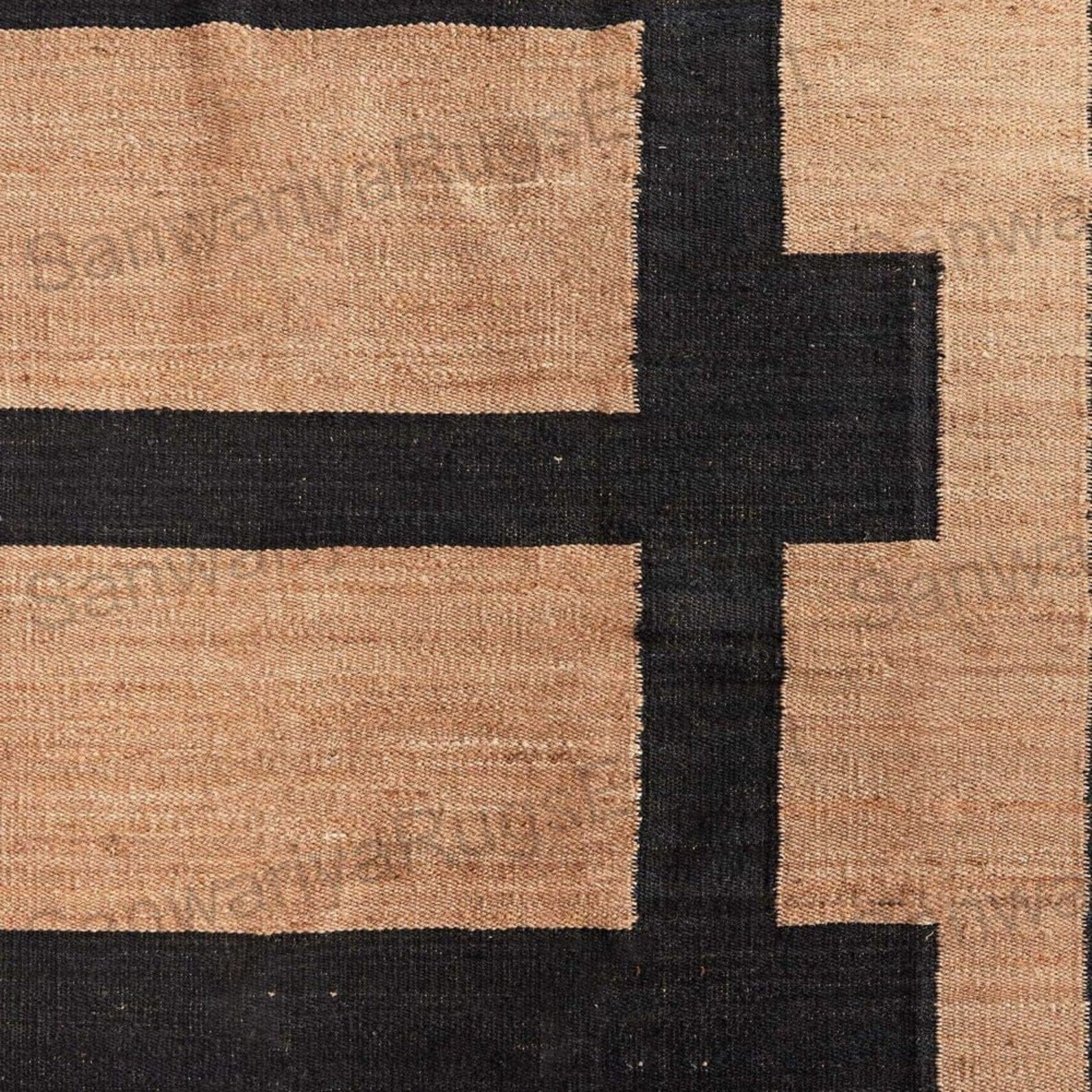 Natural Black Jute Rug | Handwoven Bohemian Hemp Floor Carpet | Eco-Friendly Braided Home Décor