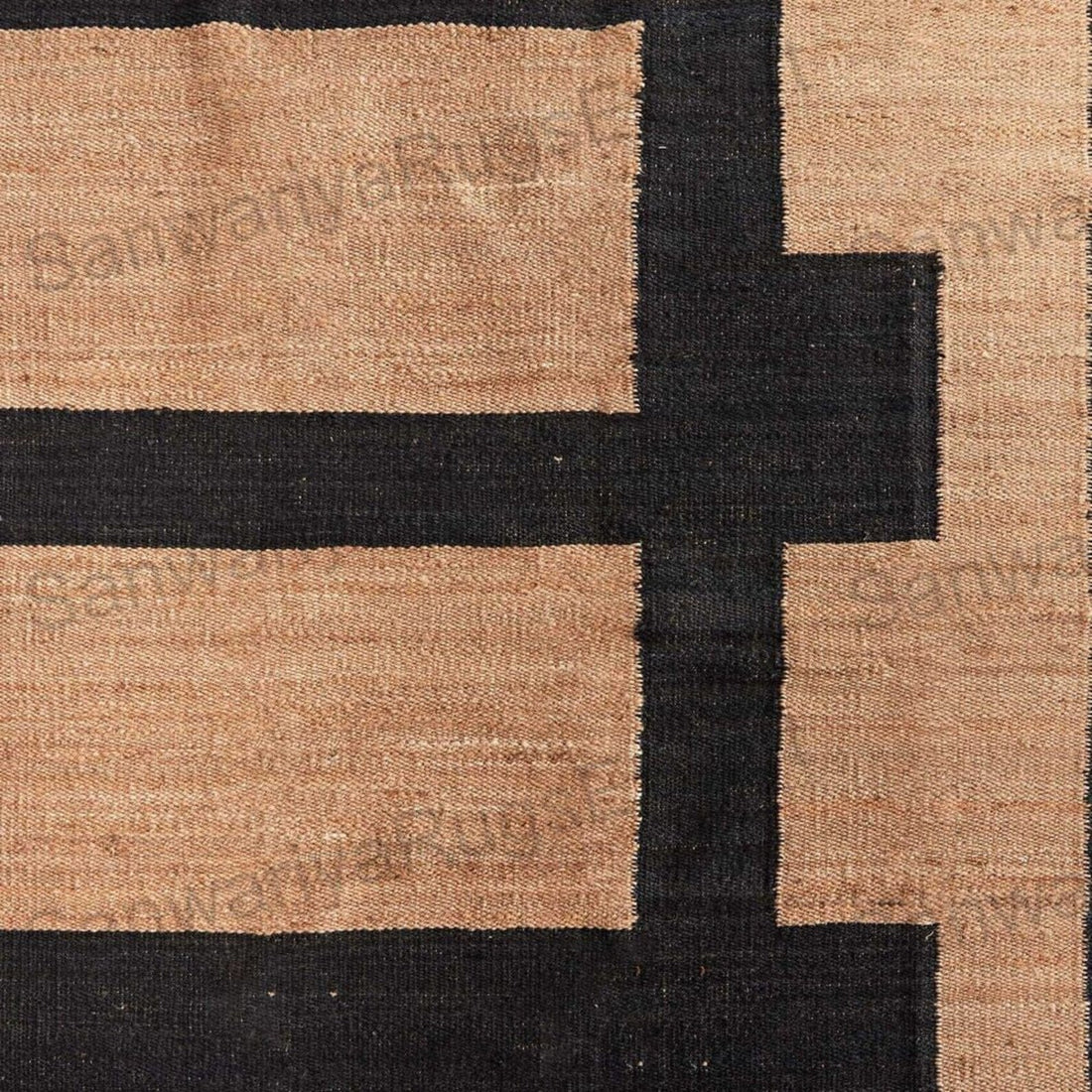 Natural Black Jute Rug | Handwoven Bohemian Hemp Floor Carpet | Eco-Friendly Braided Home Décor