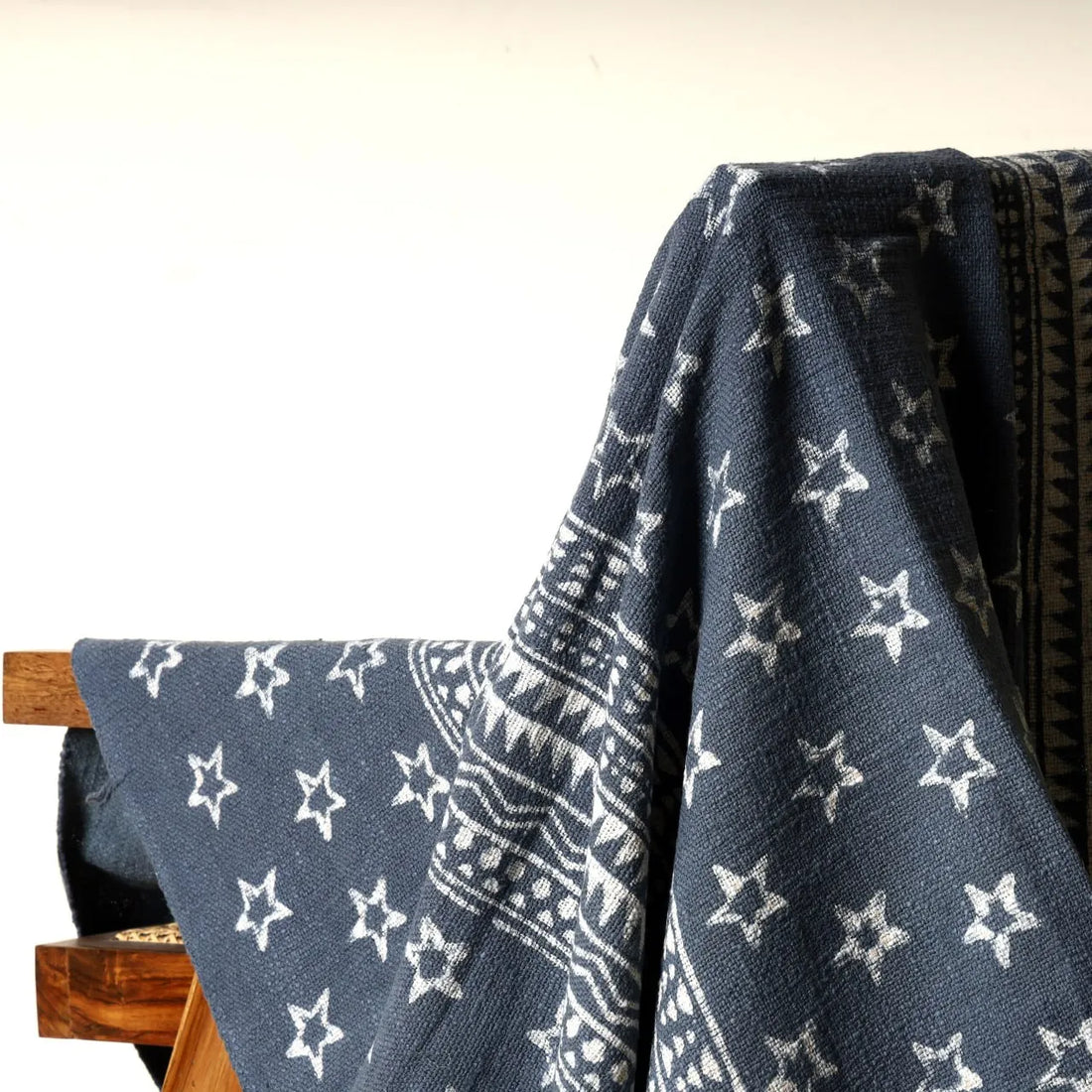 Indigo Star Pattern Cotton Throw Blanket 50x70 | Sanwariya Rugs