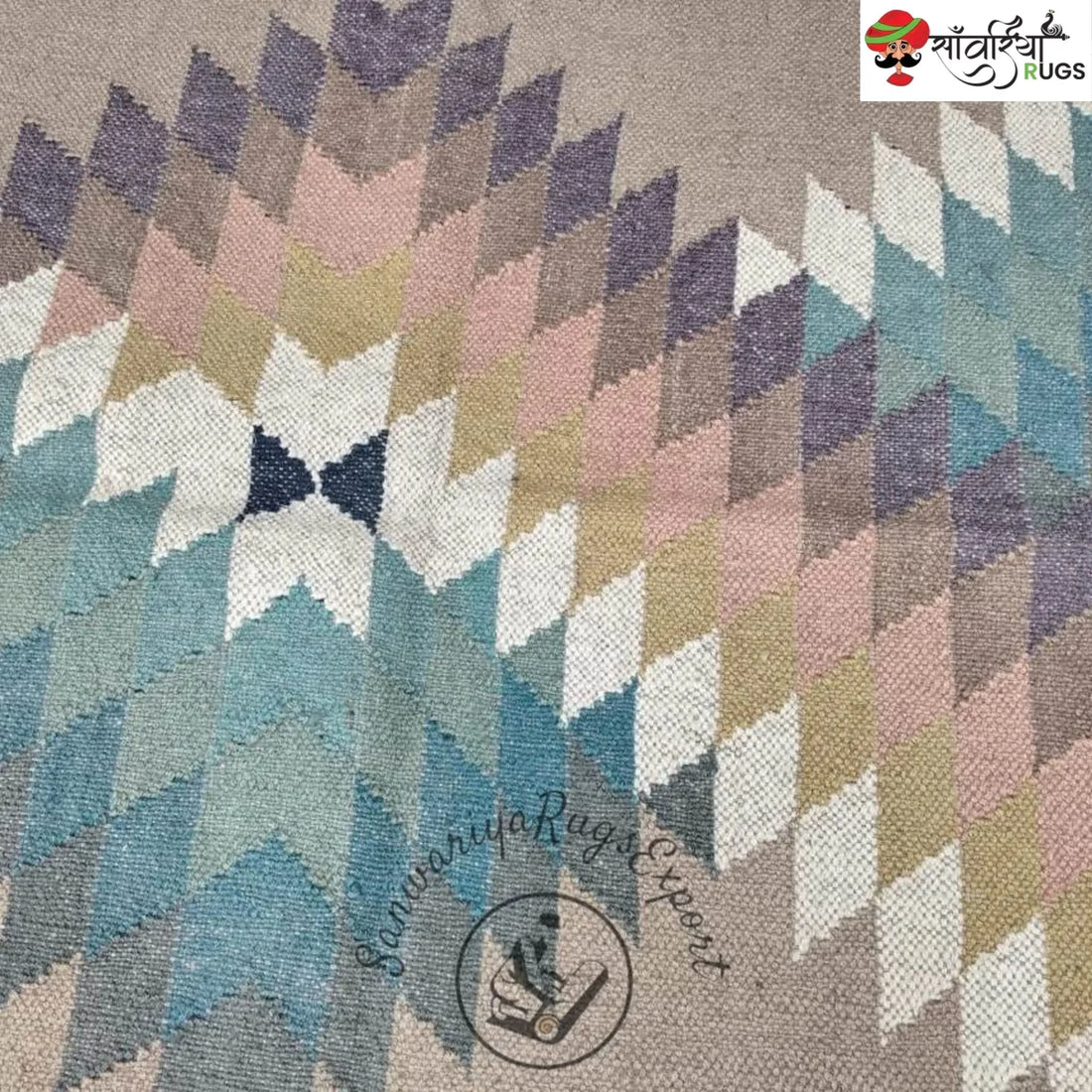 Handwoven Wool Jute Kilim Dhurrie Rug