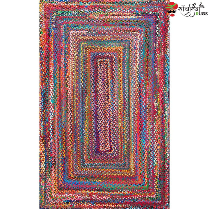 Hand Woven Chindi Carpet – Multicolor Boho Rug