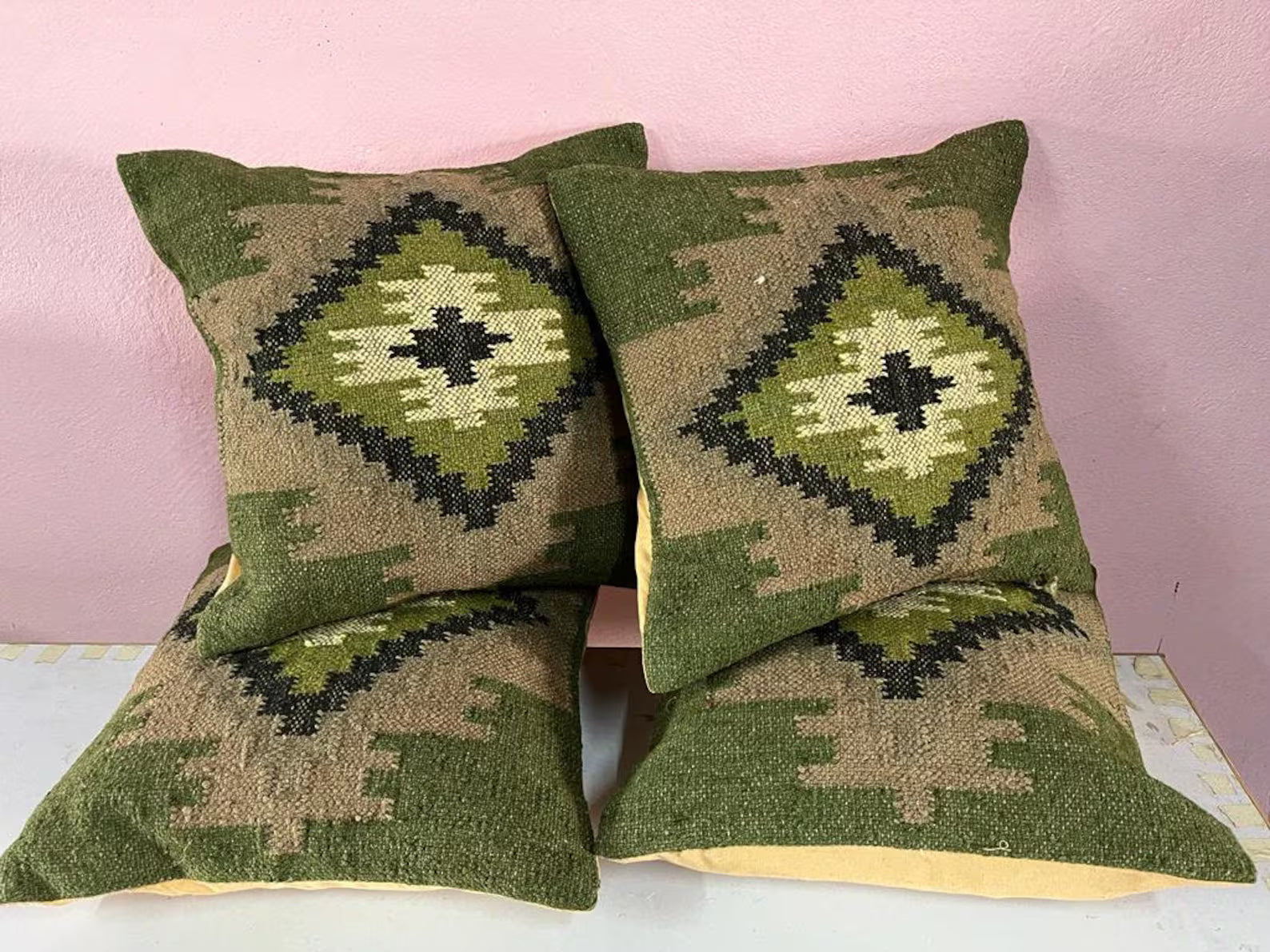 4 Set of Turkish Kilim Pillow Covers | Bohemian Home Decor