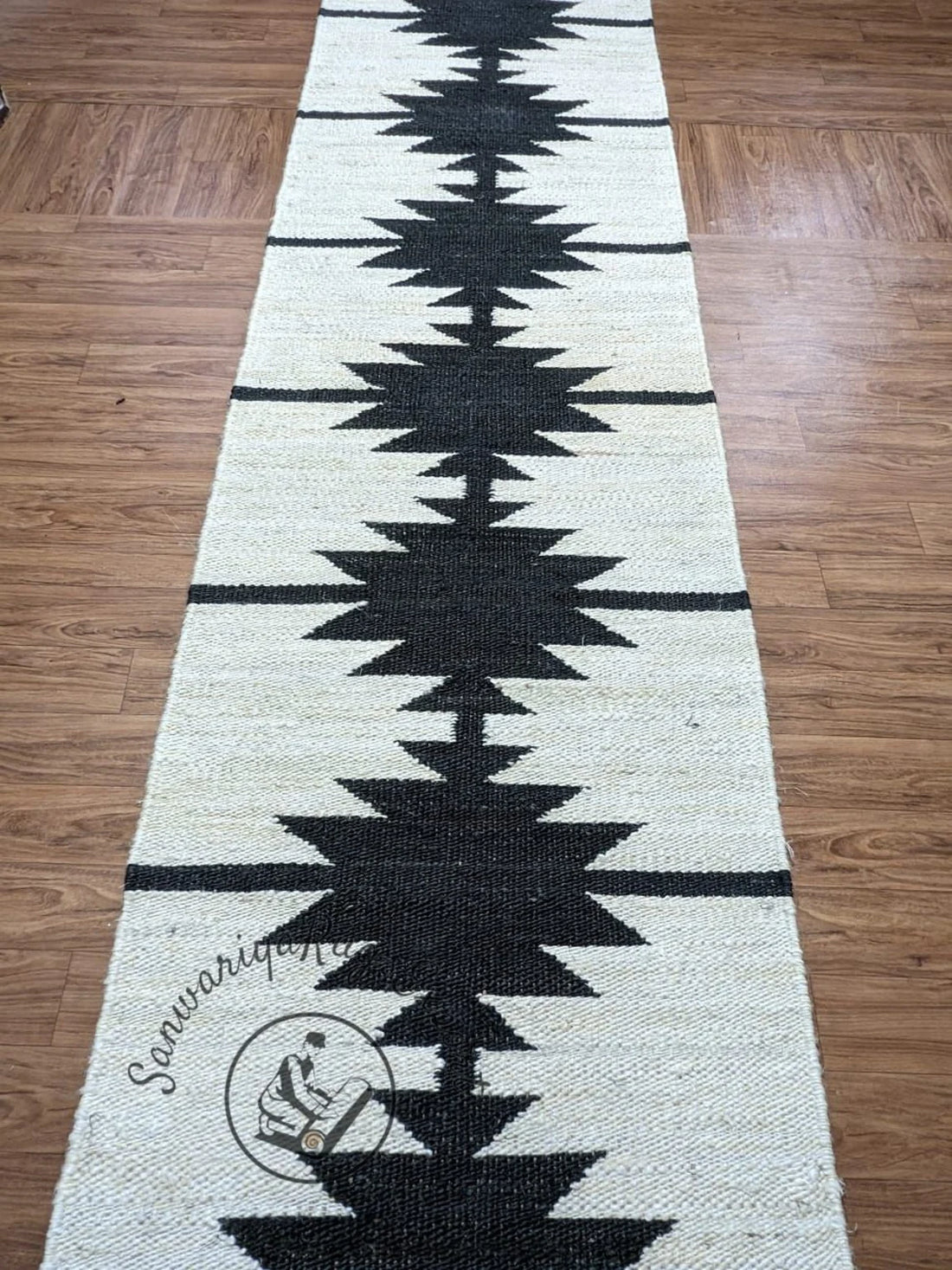 Jute Aisle Runner | Black & Natural Hemp Stair & Table Runner