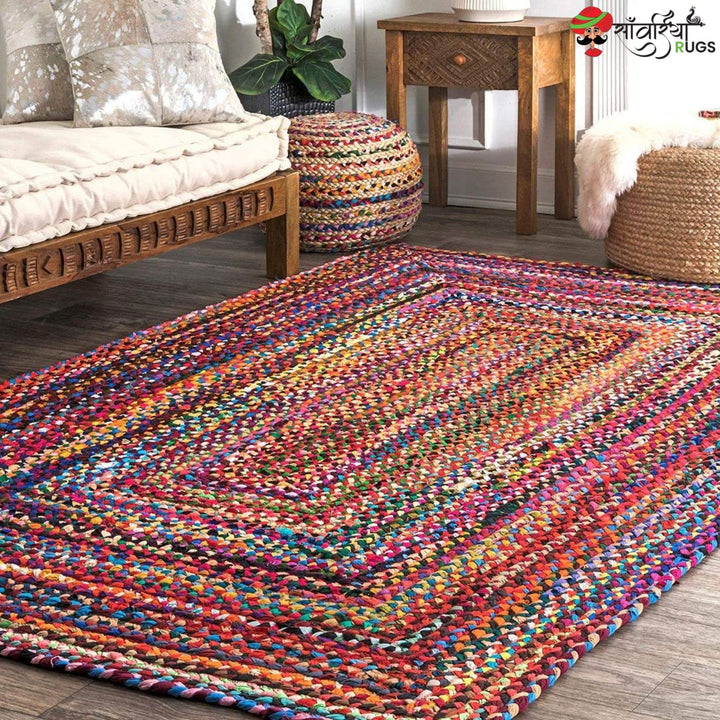 Hand Woven Chindi Carpet – Multicolor Boho Rug