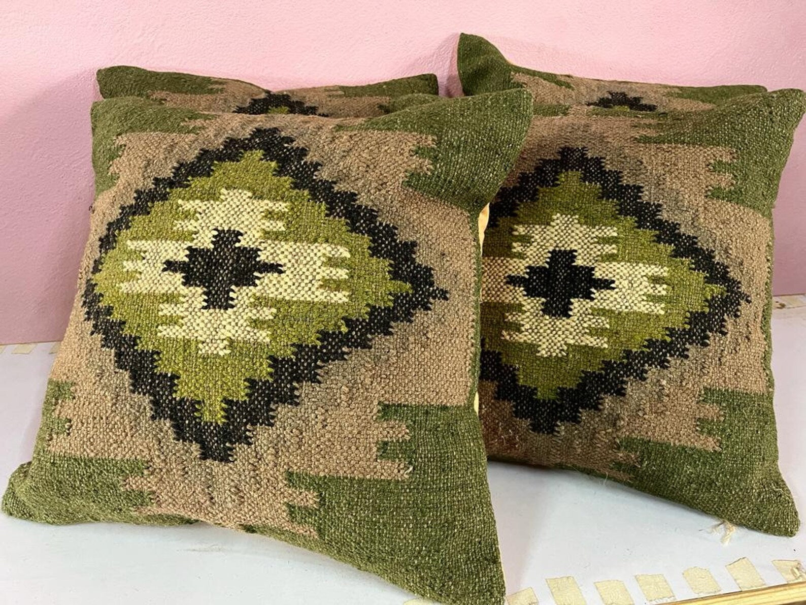 4 Set of Turkish Kilim Pillow Covers | Bohemian Home Decor