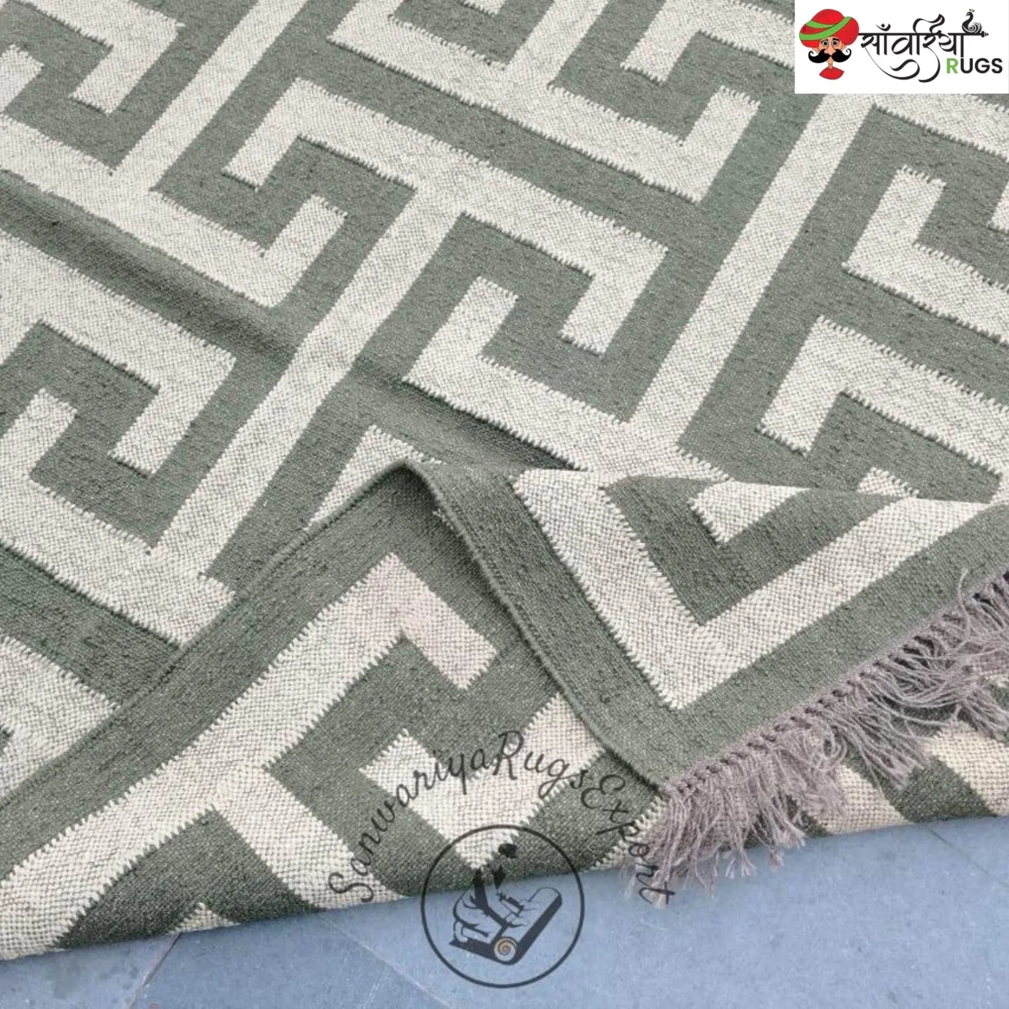 Sanwariya Rugs Handmade Kilim Rug – Greek Key Design