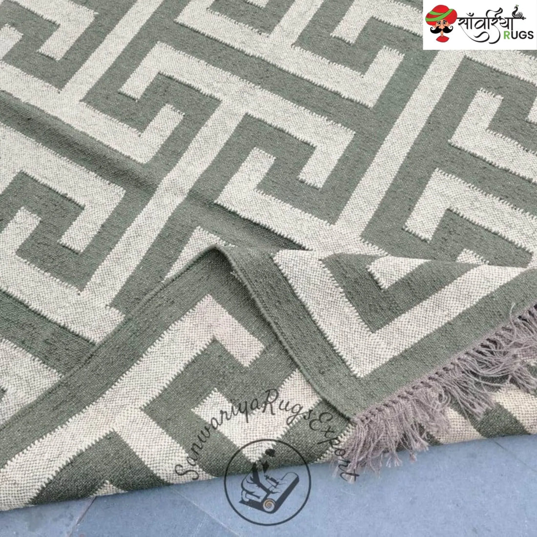 Sanwariya Rugs Handmade Kilim Rug – Greek Key Design