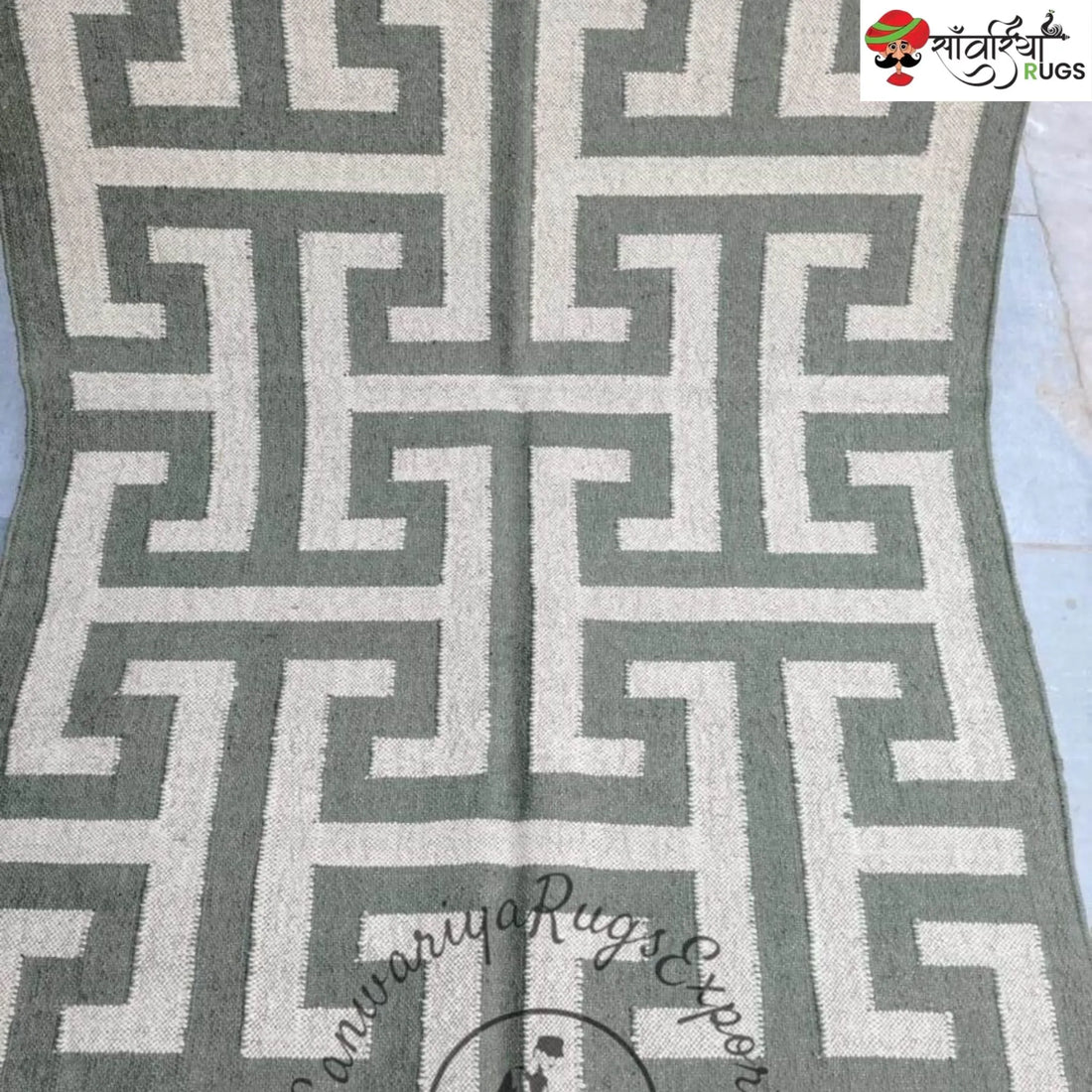 Sanwariya Rugs Handmade Kilim Rug – Greek Key Design