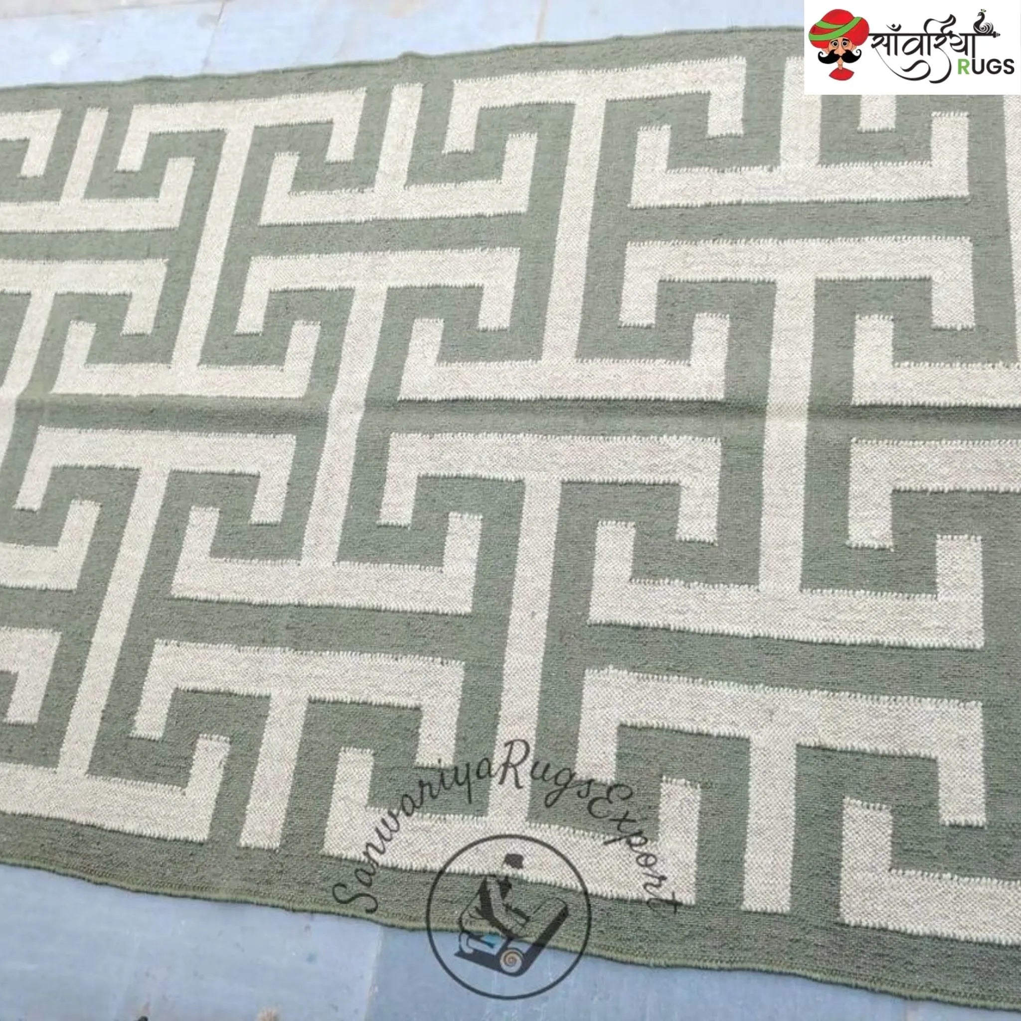 Sanwariya Rugs Handmade Kilim Rug – Greek Key Design