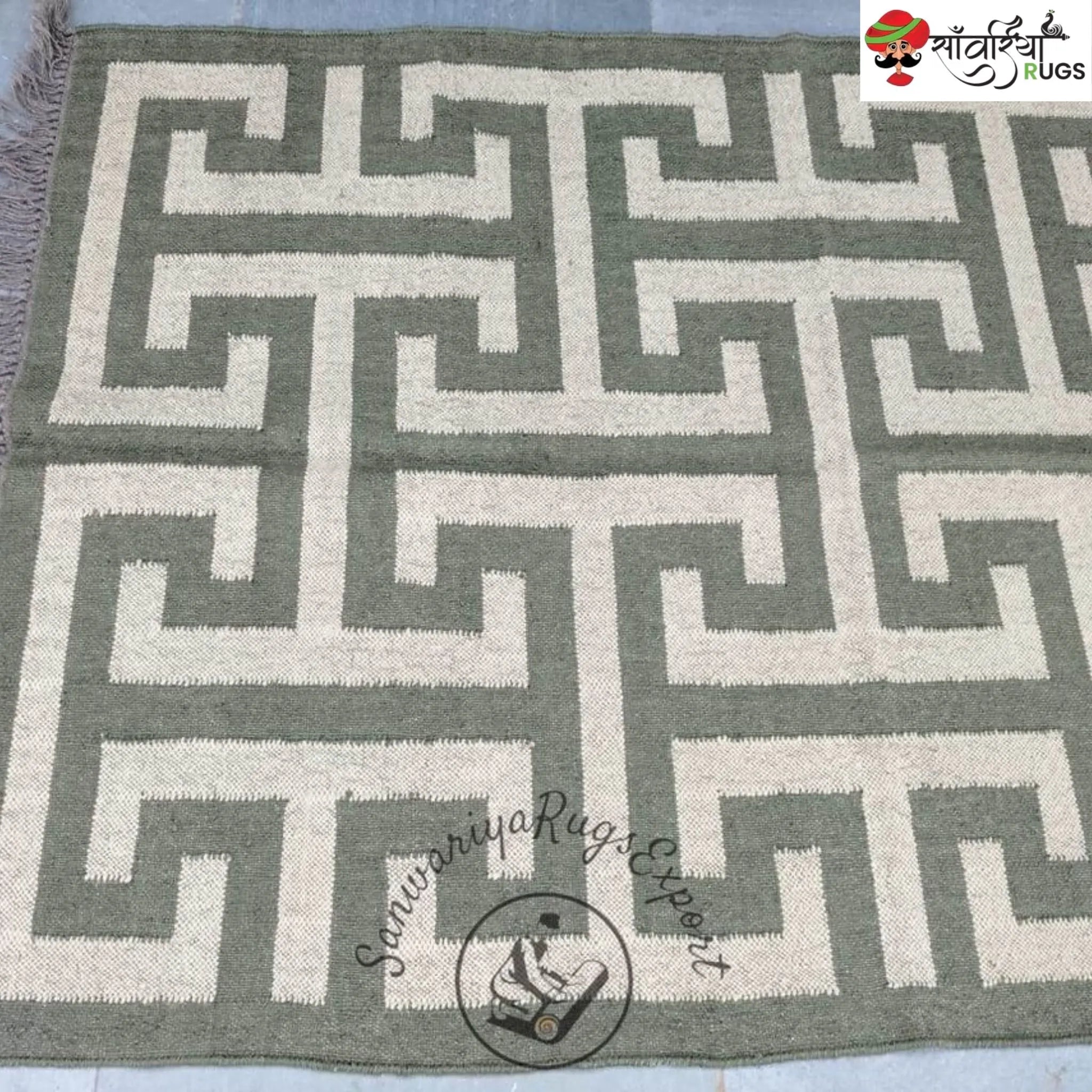 Sanwariya Rugs Handmade Kilim Rug – Greek Key Design
