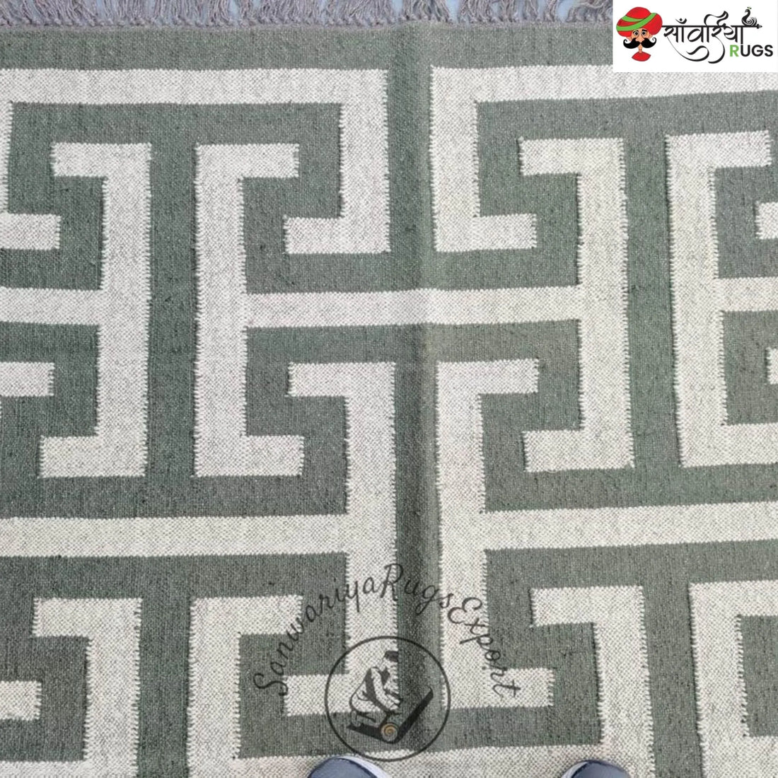 Sanwariya Rugs Handmade Kilim Rug – Greek Key Design