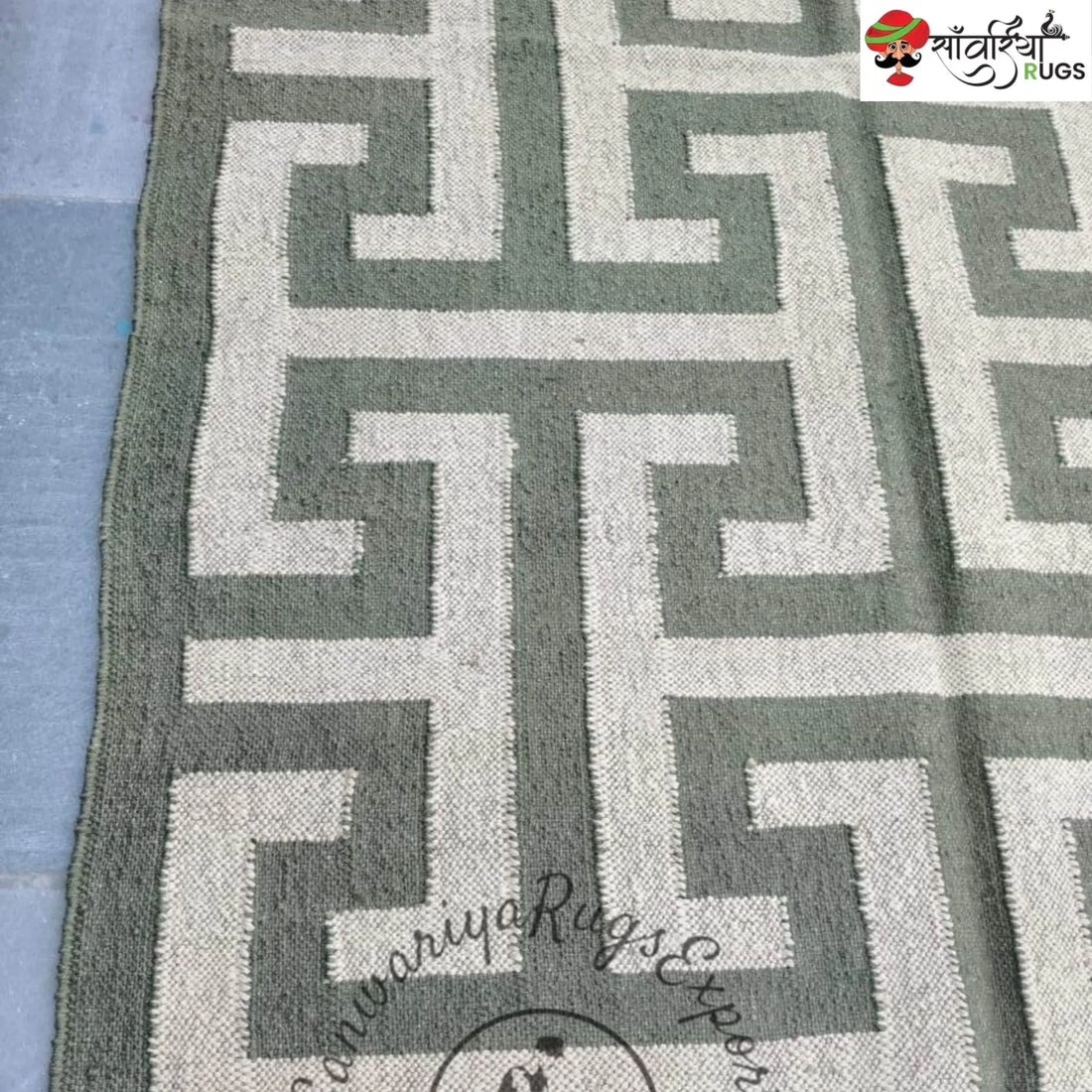 Sanwariya Rugs Handmade Kilim Rug – Greek Key Design