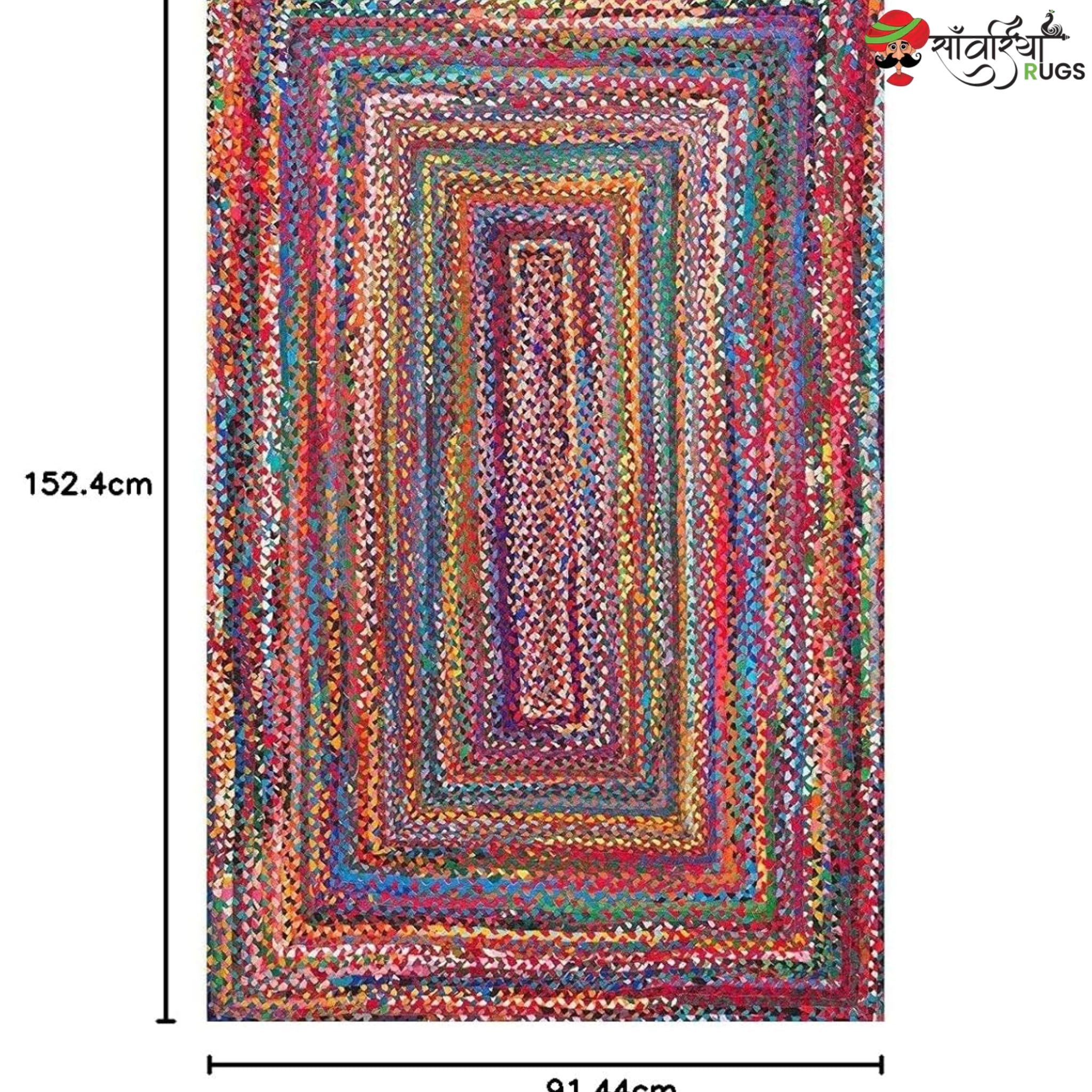 Hand Woven Chindi Carpet – Multicolor Boho Rug