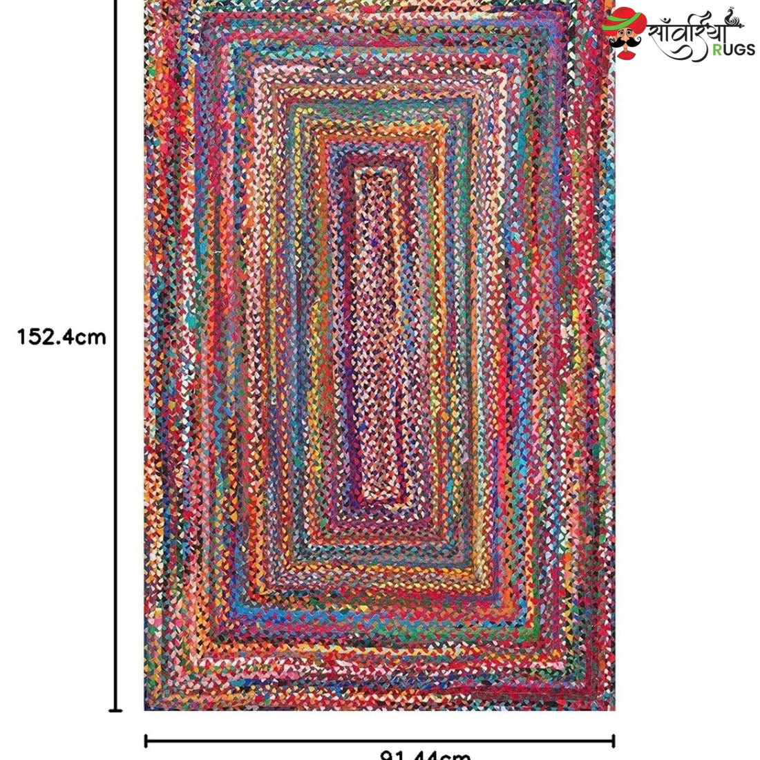 Hand Woven Chindi Carpet – Multicolor Boho Rug