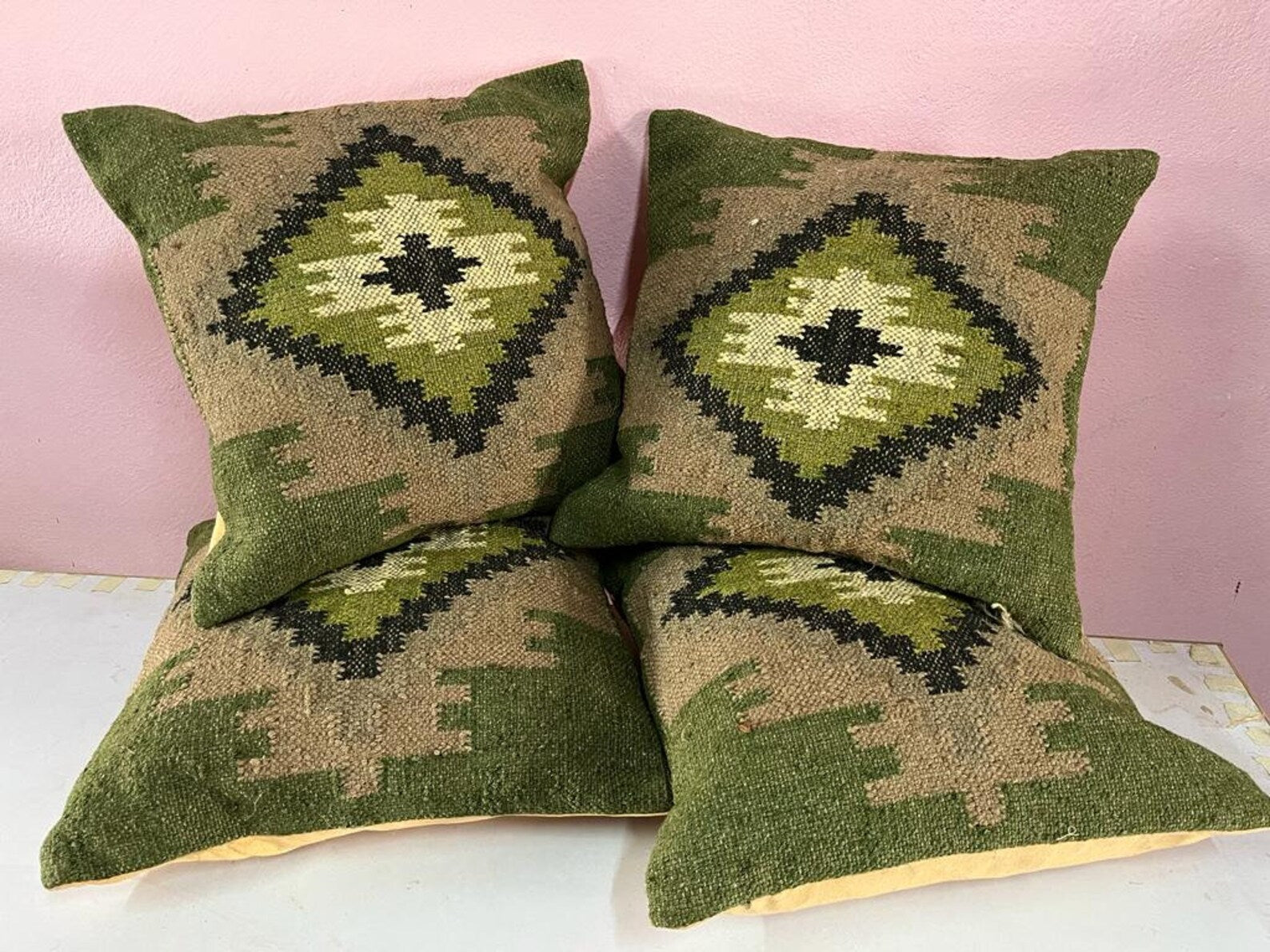 4 Set of Turkish Kilim Pillow Covers | Bohemian Home Decor