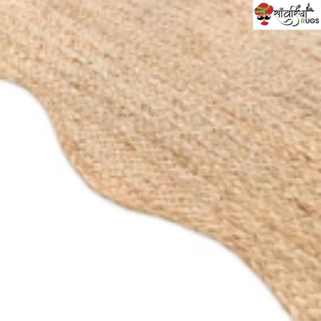 Handwoven Wave Scalloped Natural Jute Rug with Multicolor Border