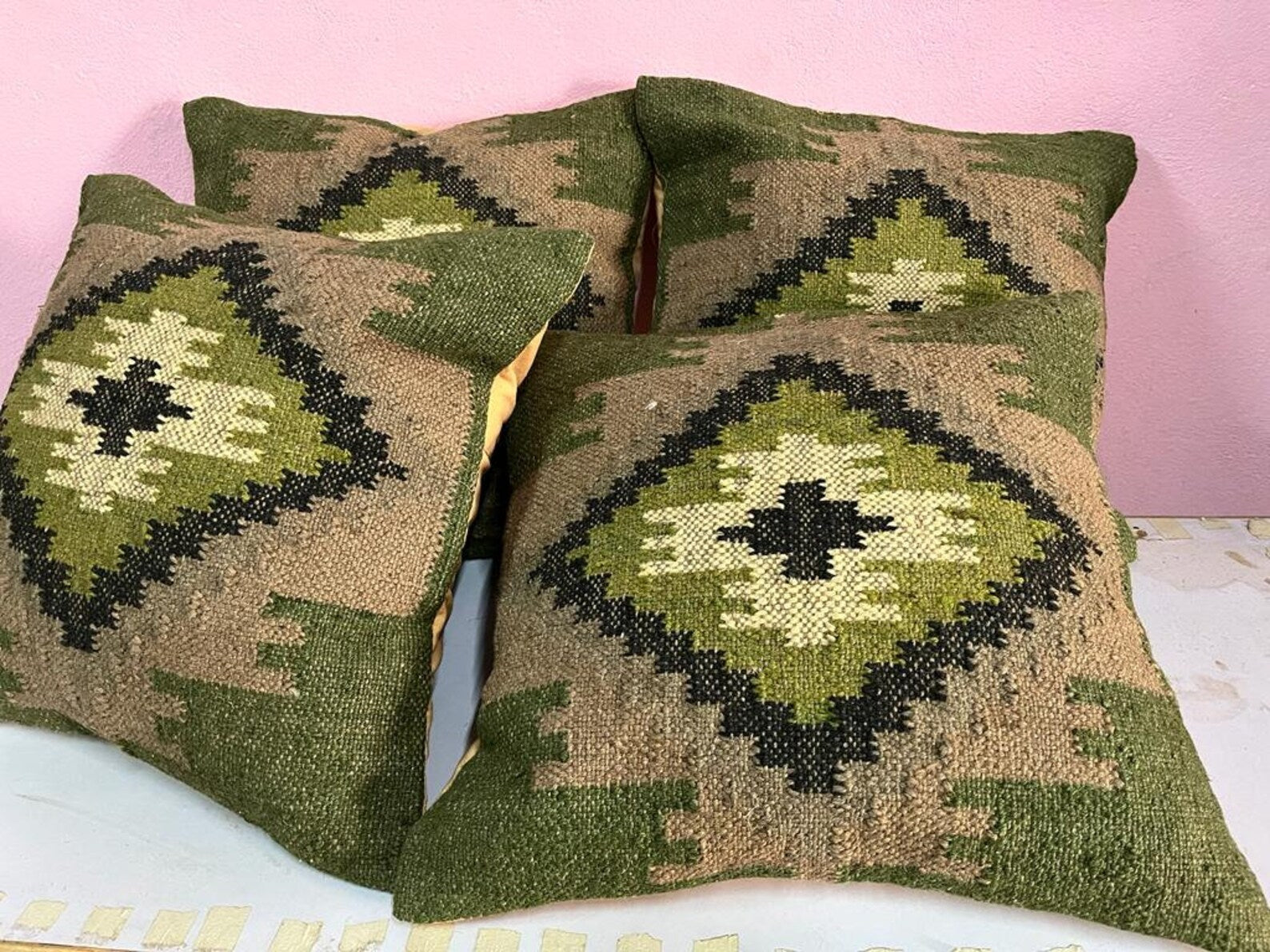 4 Set of Turkish Kilim Pillow Covers | Bohemian Home Decor