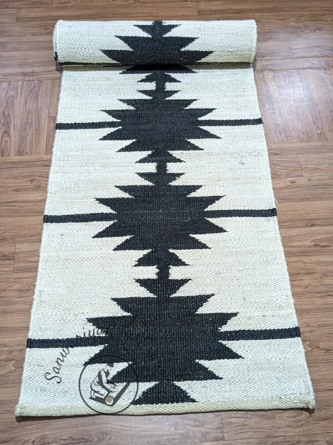 Jute Aisle Runner | Black & Natural Hemp Stair & Table Runner