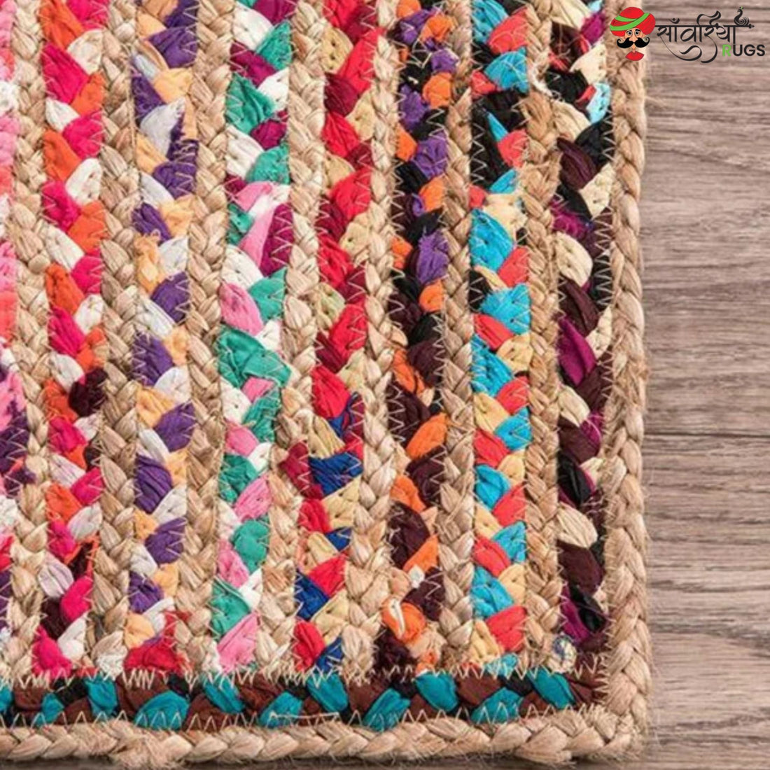 Durable Multicolor Rectangular Jute Carpet for Living Space