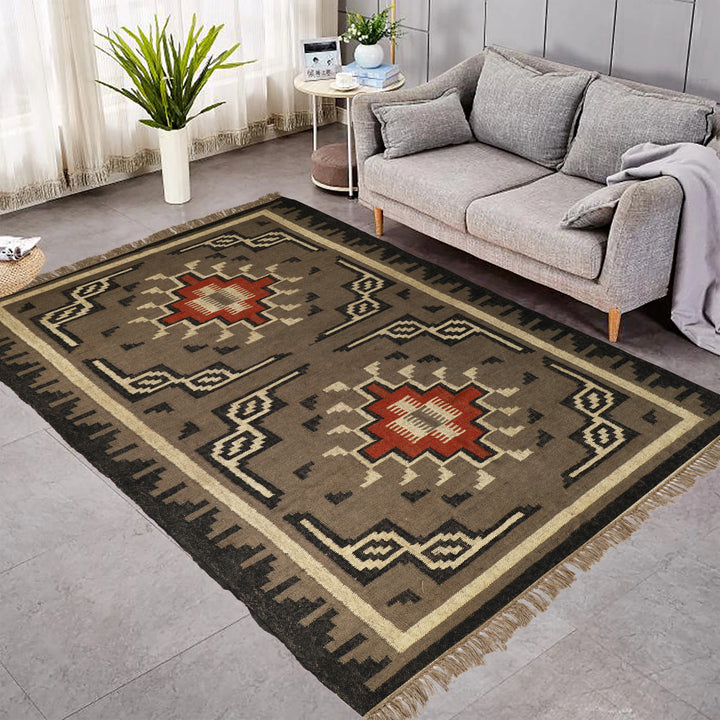 Handmade Wool Jute Kilim Rug