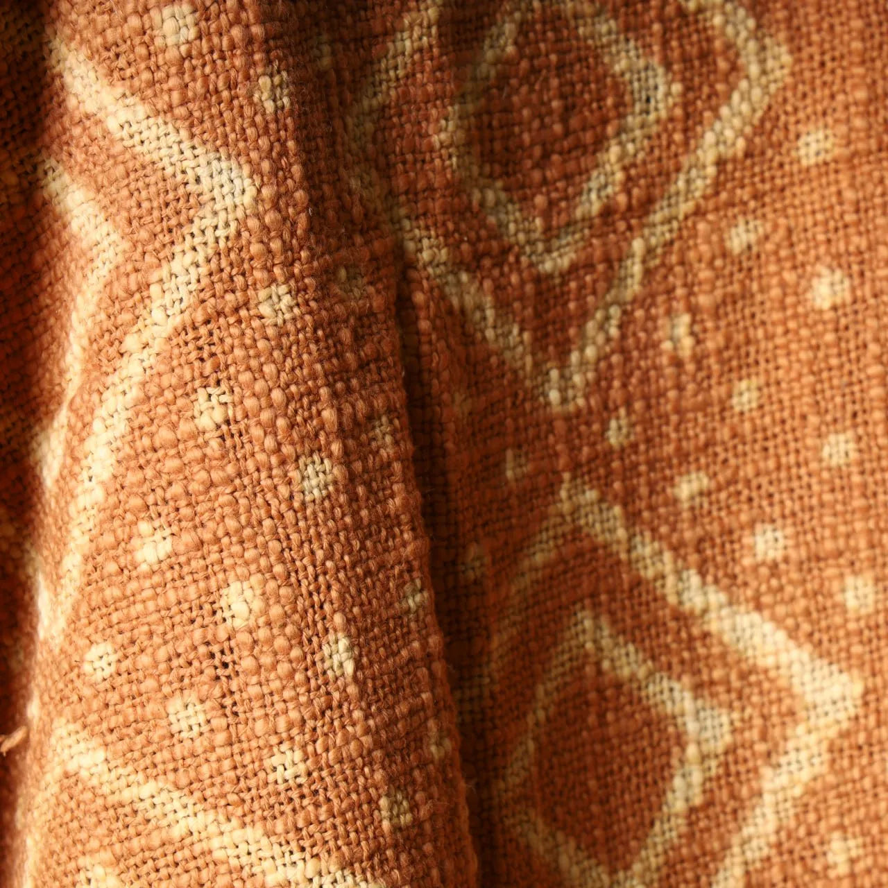 Burnt Orange Geometric Throw Blanket with Fringe | Sanwariya Rugs