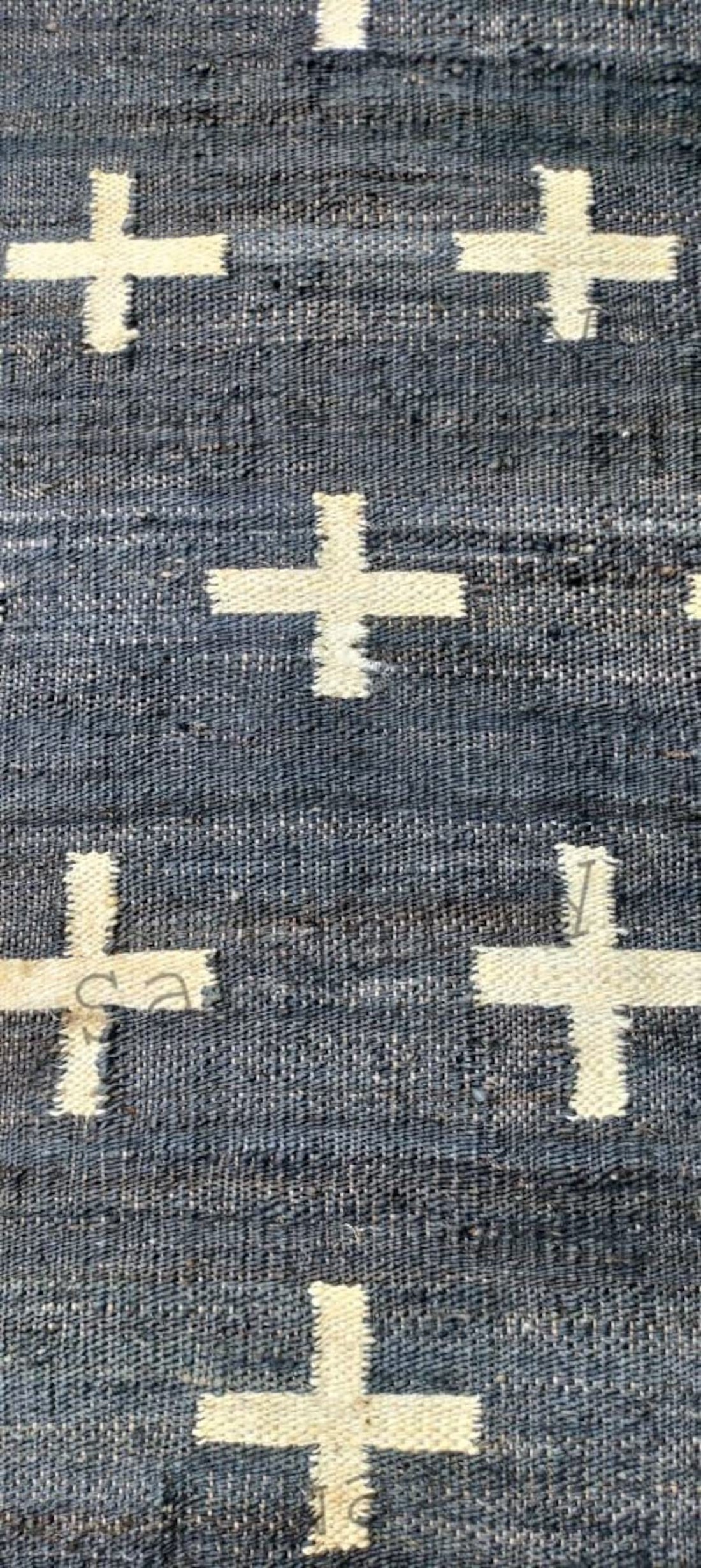 Handwoven Black Jute Area Rug – Plus Cross Design