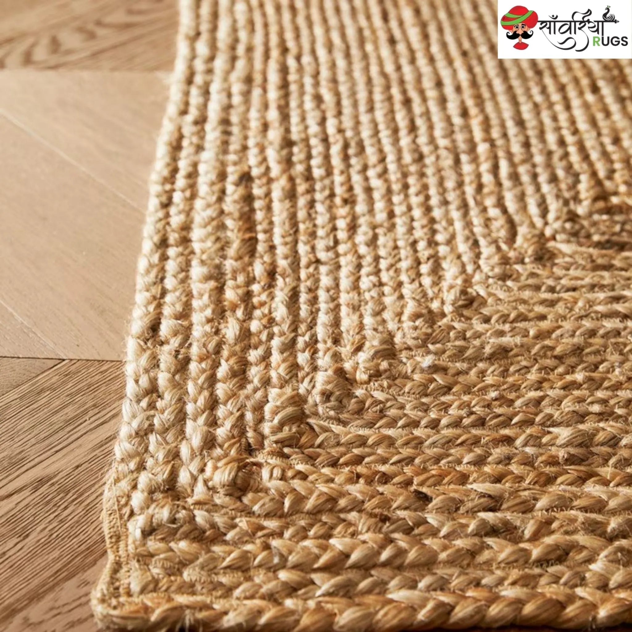 Multicolor Braided Jute Rug – Handmade Boho Natural Fiber Area Rug