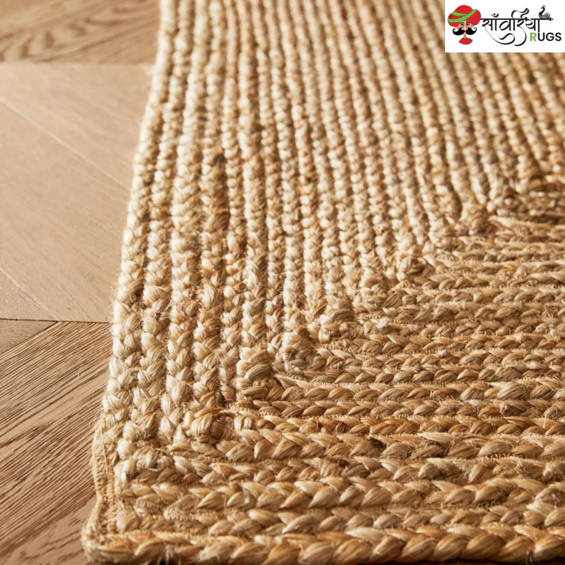 Multicolor Braided Jute Rug – Handmade Boho Natural Fiber Area Rug