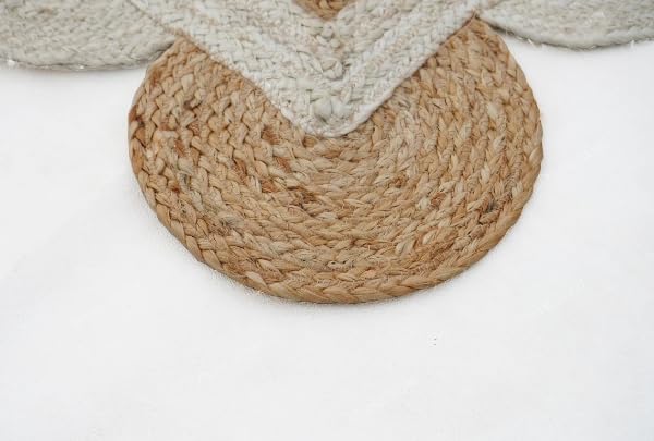 Handmade Jute Scalloped Area Rug – Bohemian Braided Rug for Home Décor, Custom Size Textured Rug
