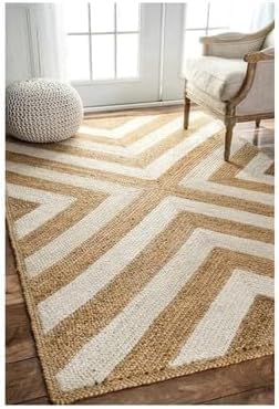 Handwoven Natural Jute Braided Area Rug, Bohemian, Coastal, Farmhouse Style, Custom Decorative